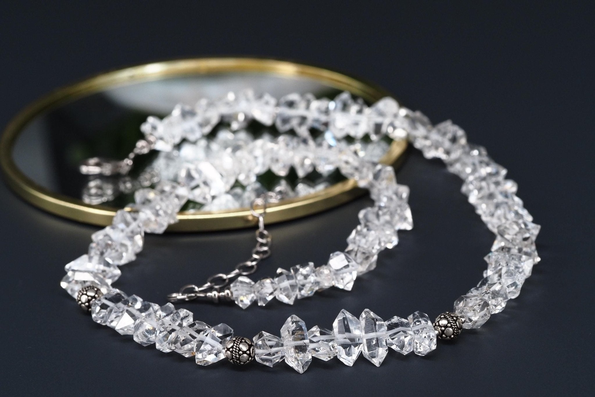 Diamant Quarz Halskette Doppelender Bergkristall