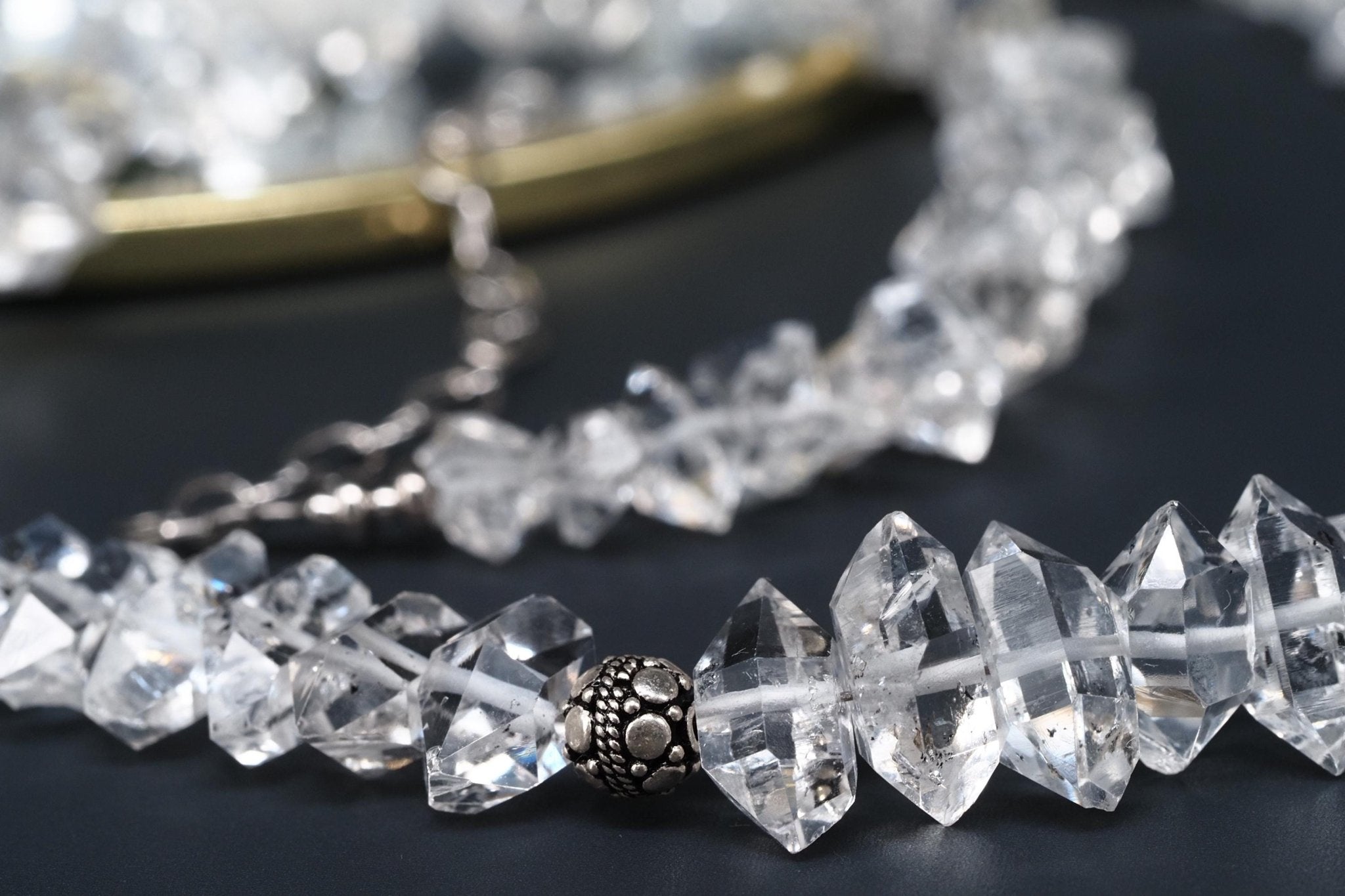 Diamant Quarz Halskette Doppelender Bergkristall