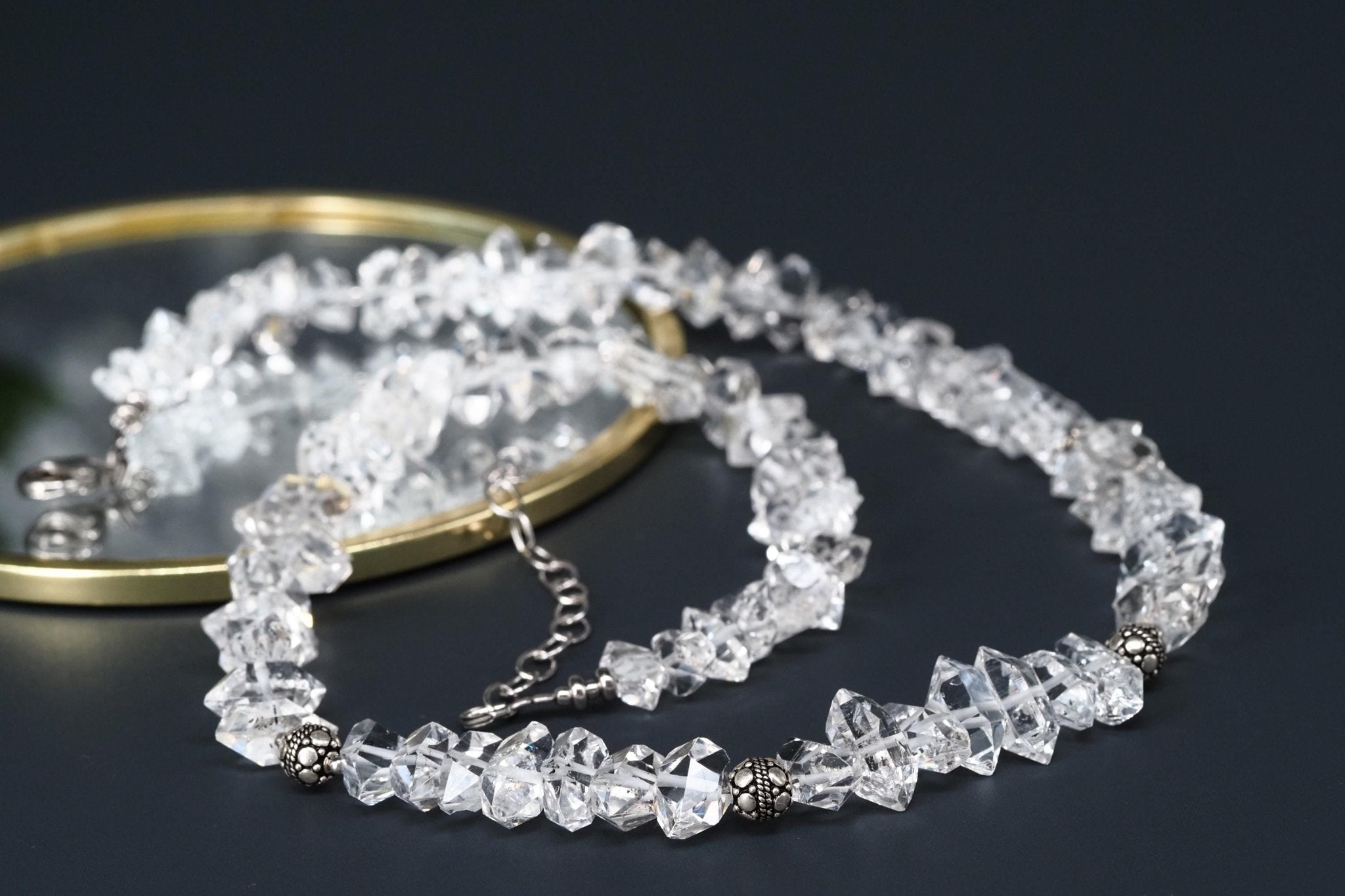 Diamant Quarz Halskette Doppelender Bergkristall