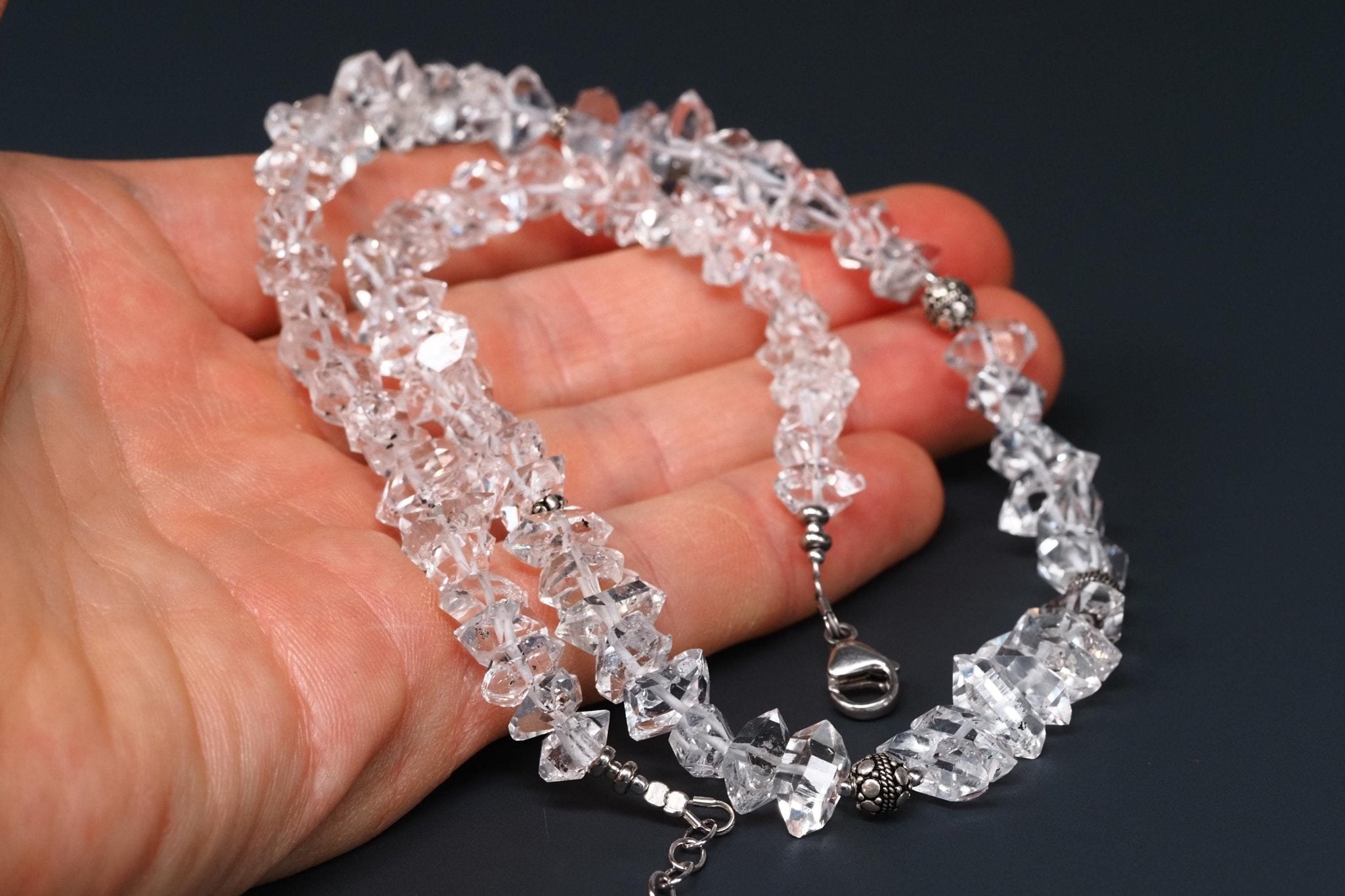 Diamant Quarz Halskette Doppelender Bergkristall