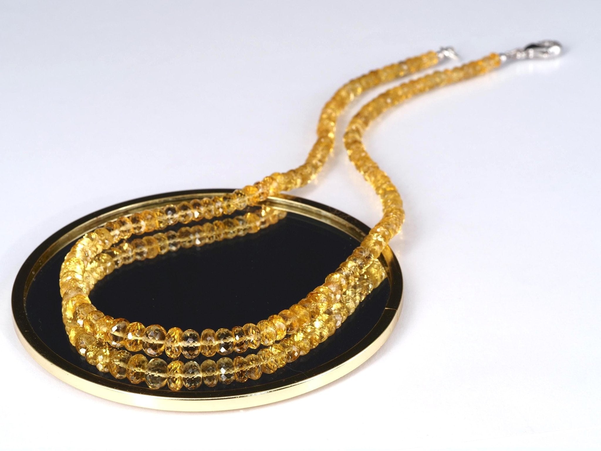 Dunkelgelbe Heliodor Kette – facettierter Goldberyll in Spitzenqualität