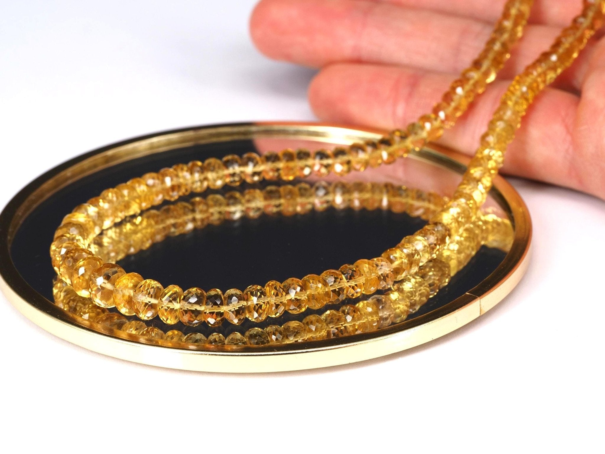 Dunkelgelbe Heliodor Kette – facettierter Goldberyll in Spitzenqualität