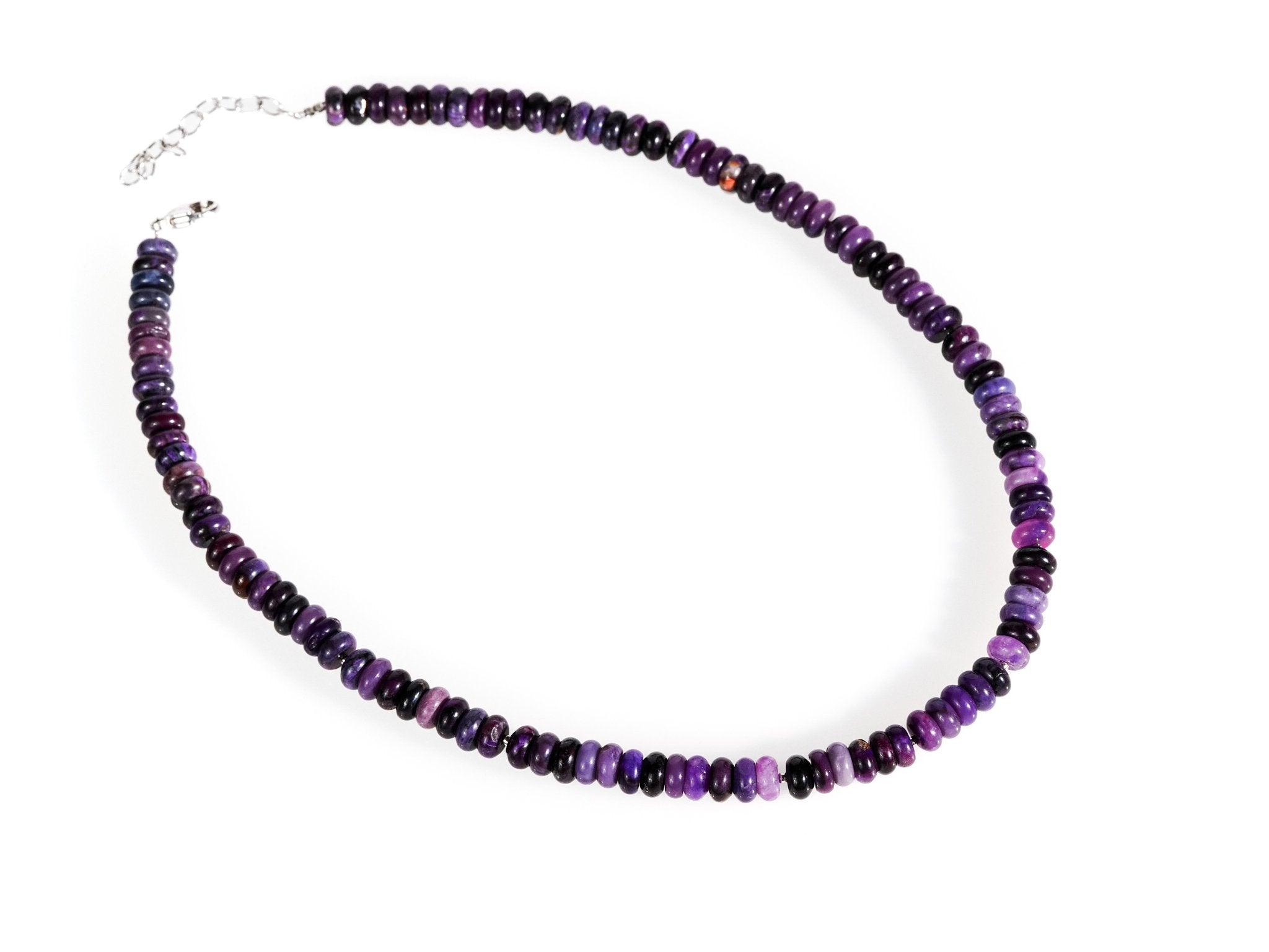 Echte Sugilith Kette - Edelsteinkette mit Sterling Silber