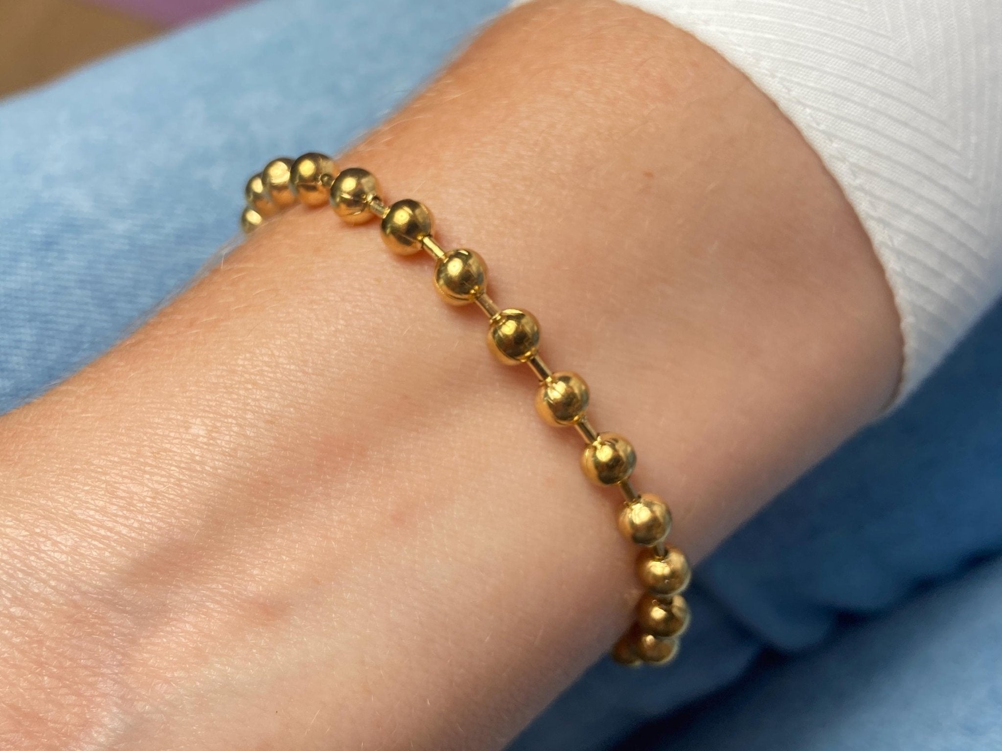 Edelstahl Kugel Armband 18 Karat PVD Gold beschichteten Edelstahl