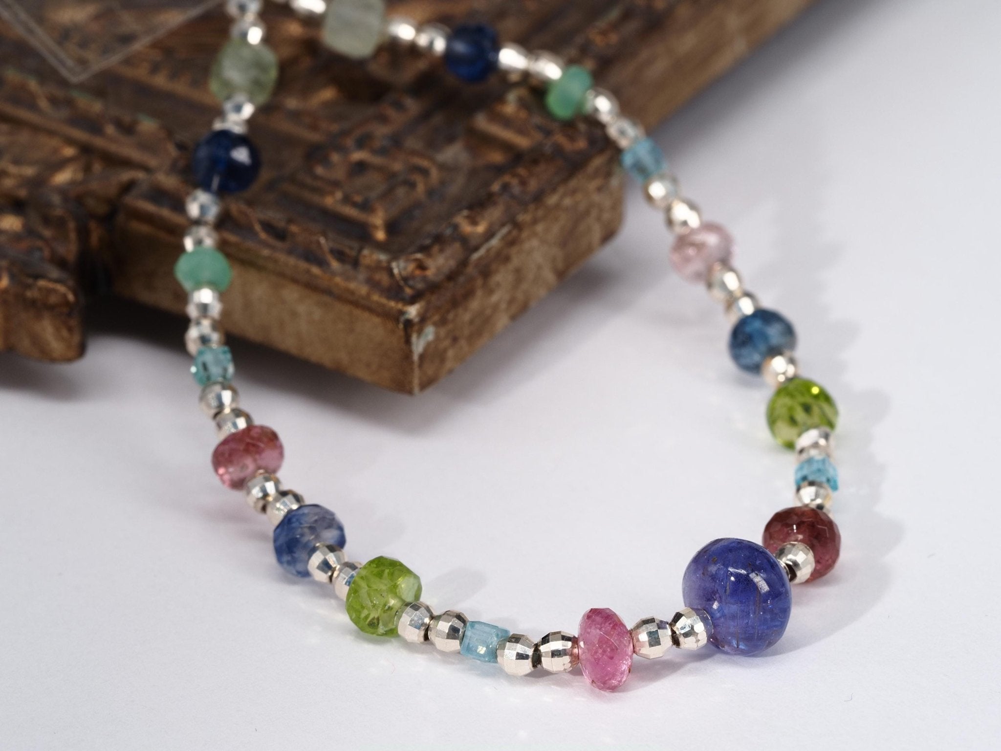 Edelsteinarmband buntes Edelstein Armband Silber