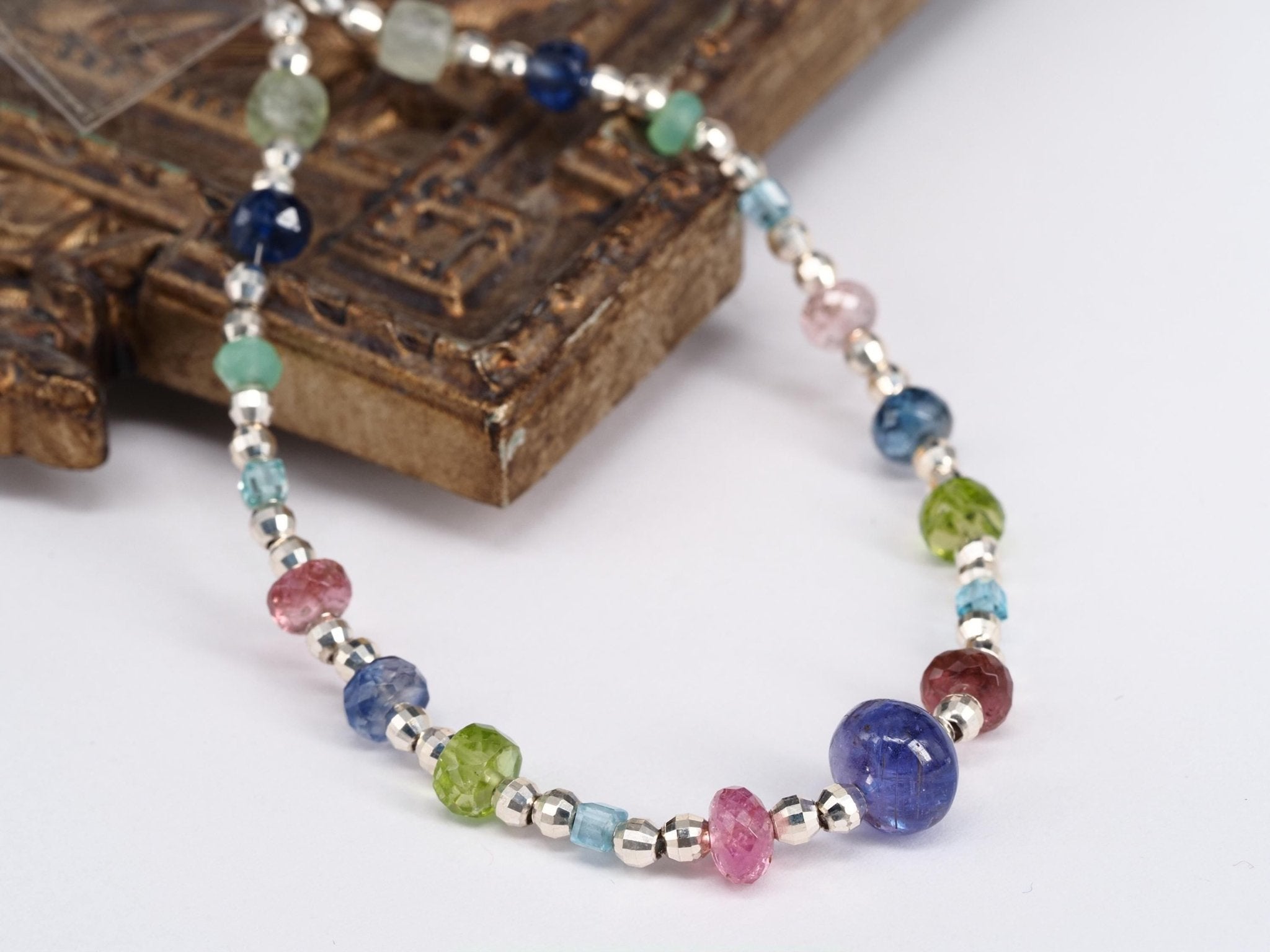 Edelsteinarmband buntes Edelstein Armband Silber