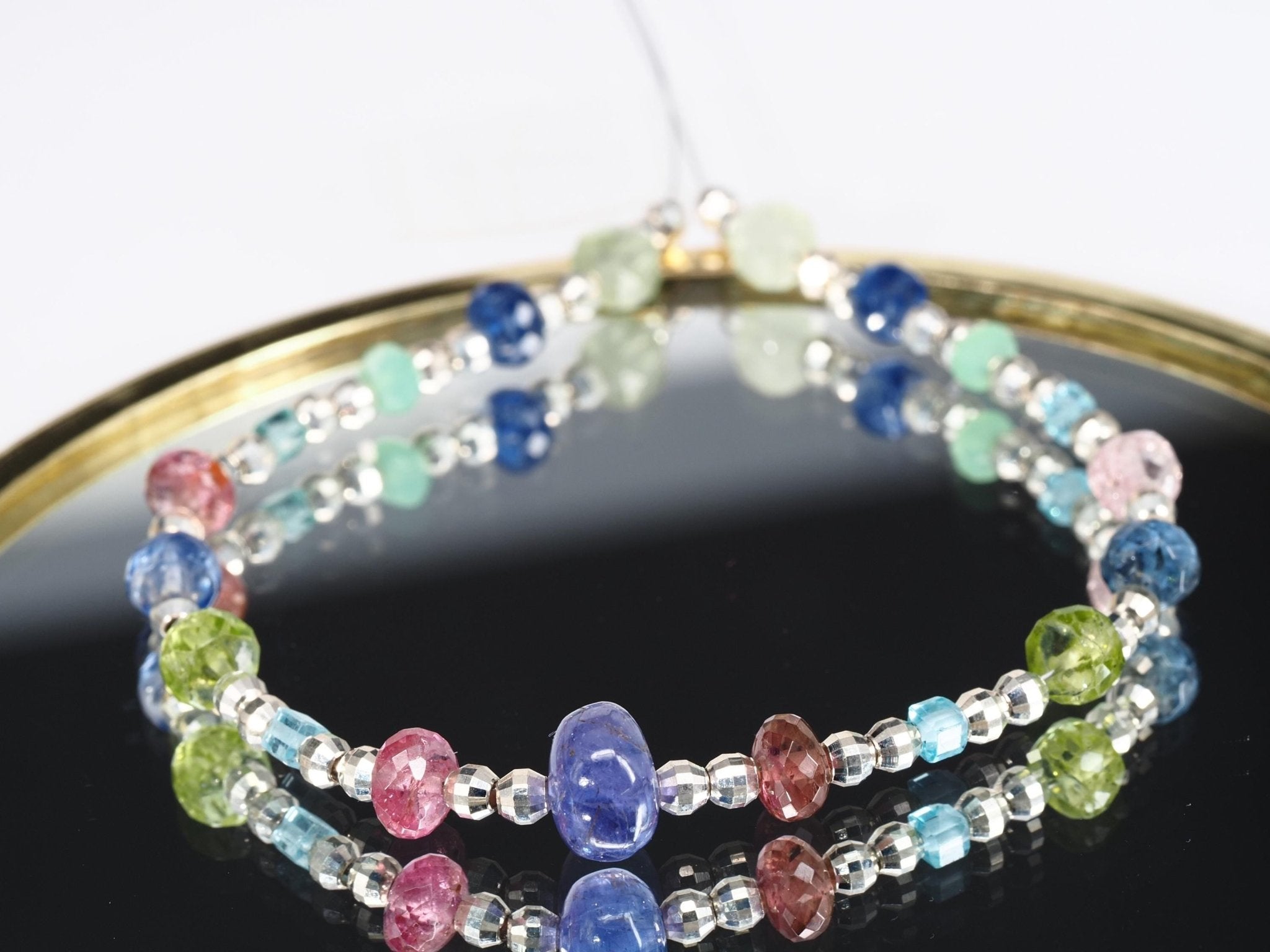 Edelsteinarmband buntes Edelstein Armband Silber