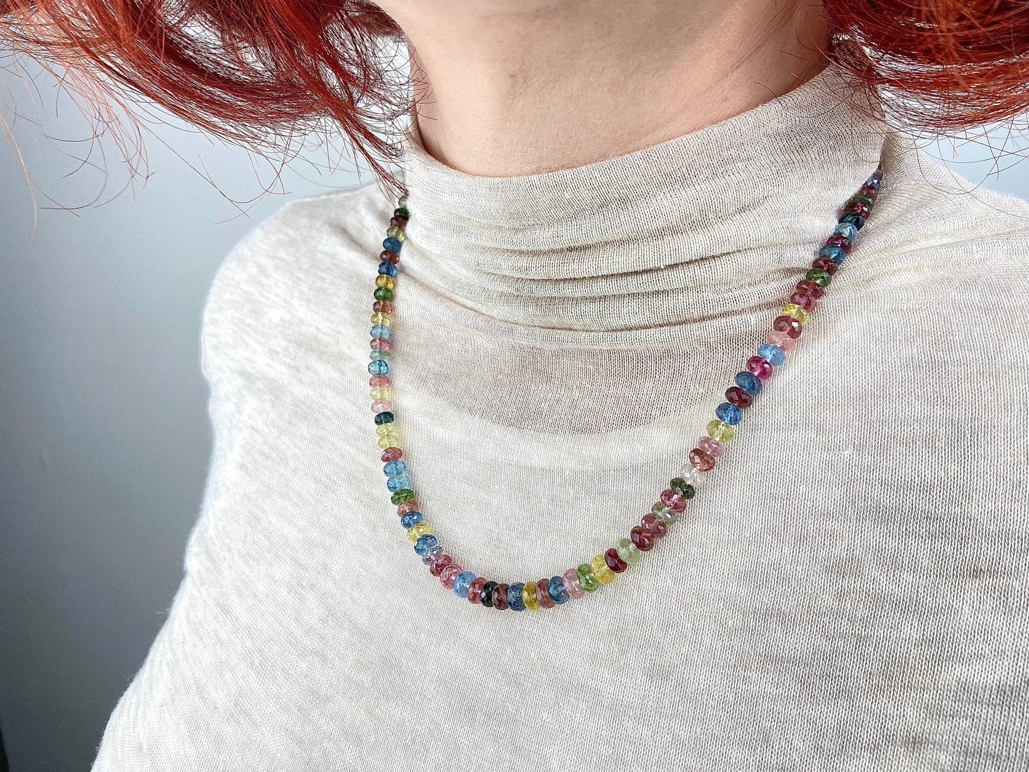 Exklusive Turmalin Edelsteinkette multicolor Unikat