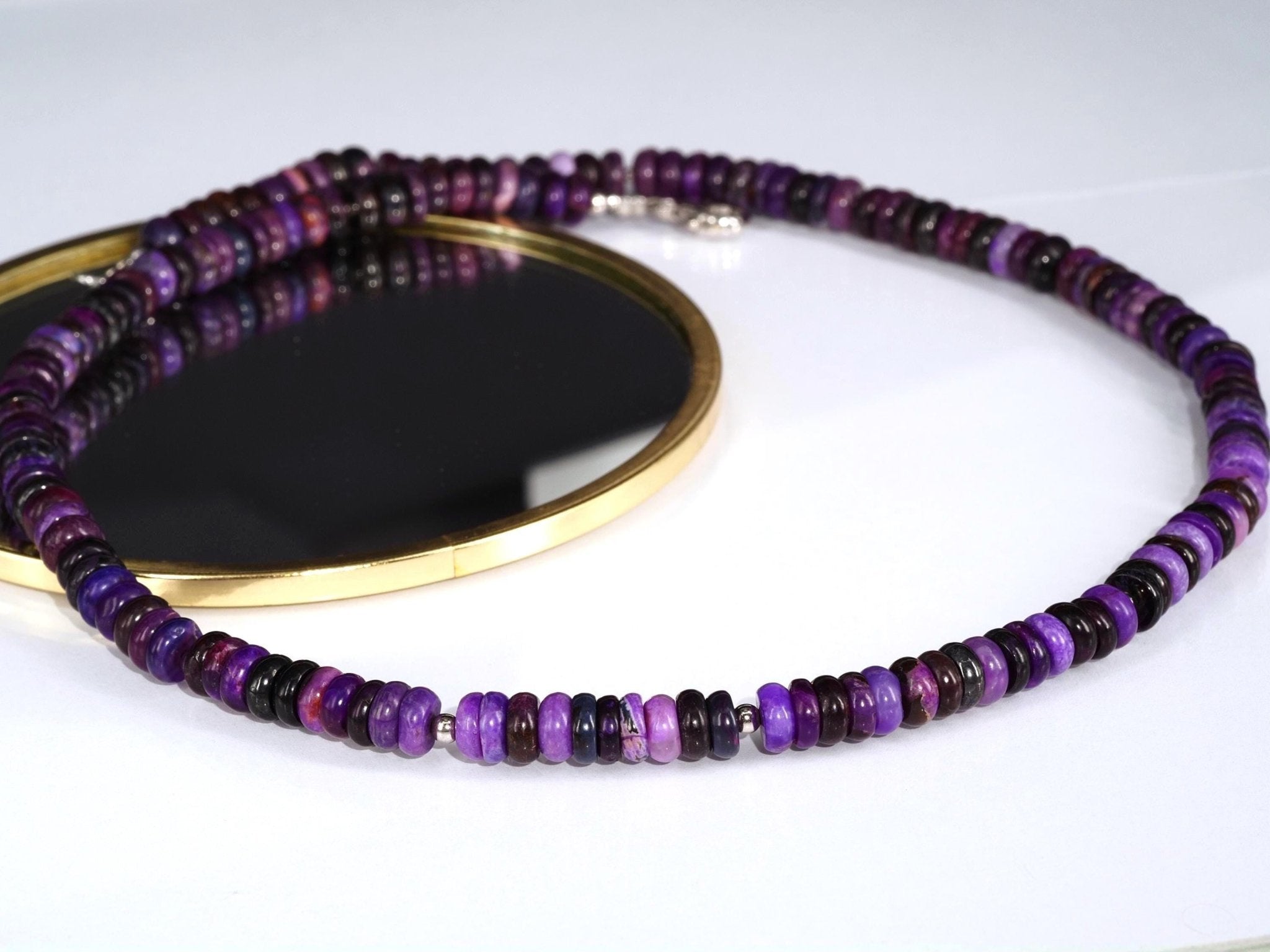 Fantastische echte Sugilith Edelsteinkette – naturbelassen & selten