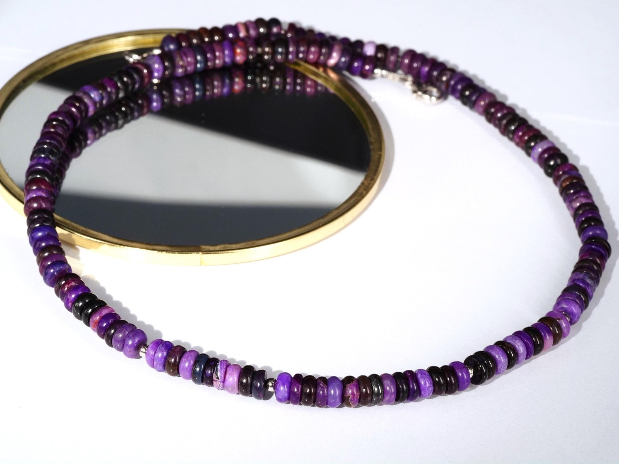 Fantastische echte Sugilith Edelsteinkette – naturbelassen & selten