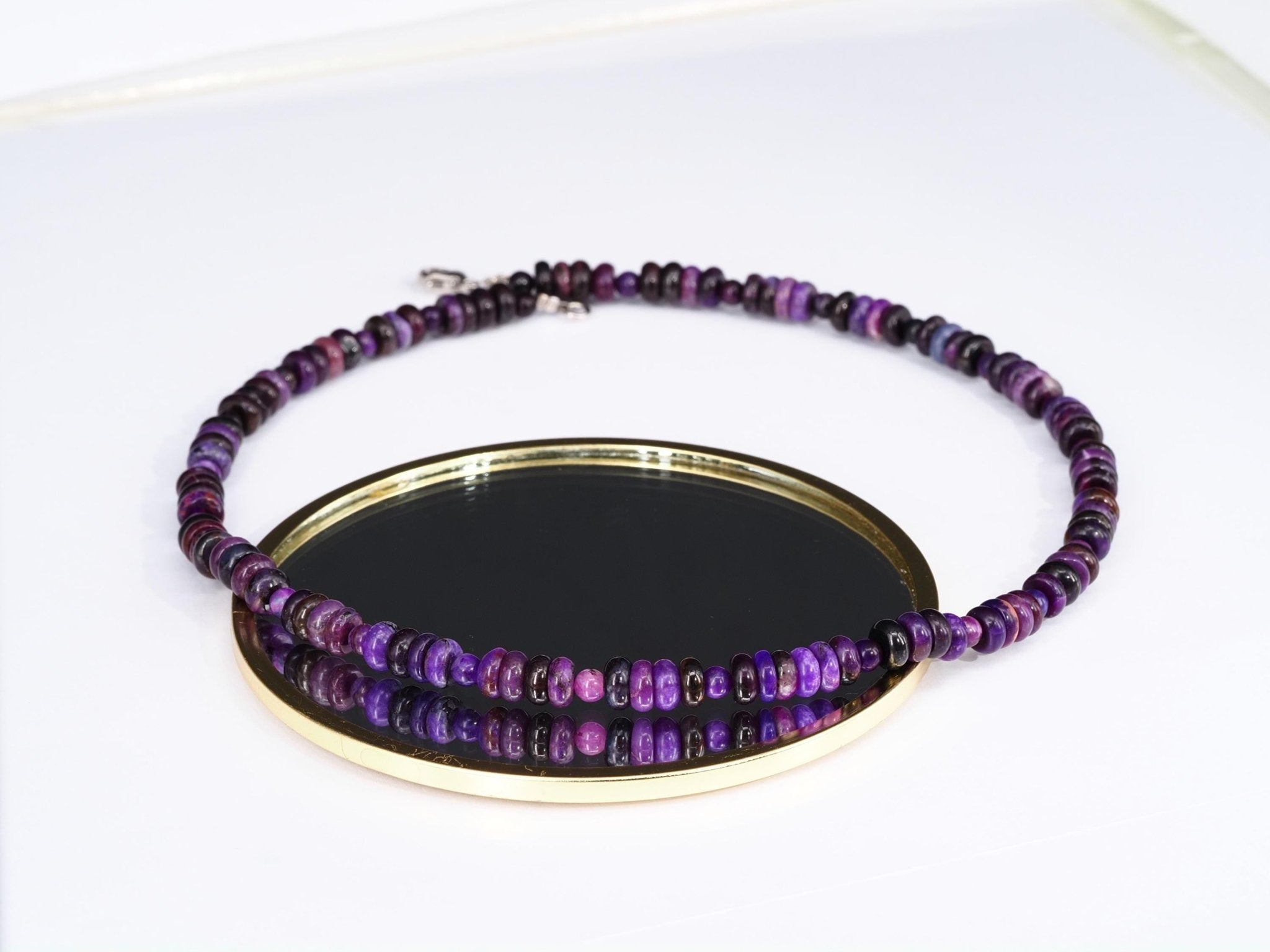 Fantastische echte Sugilith Edelsteinkette – seltene Naturqualität aus Südafrika