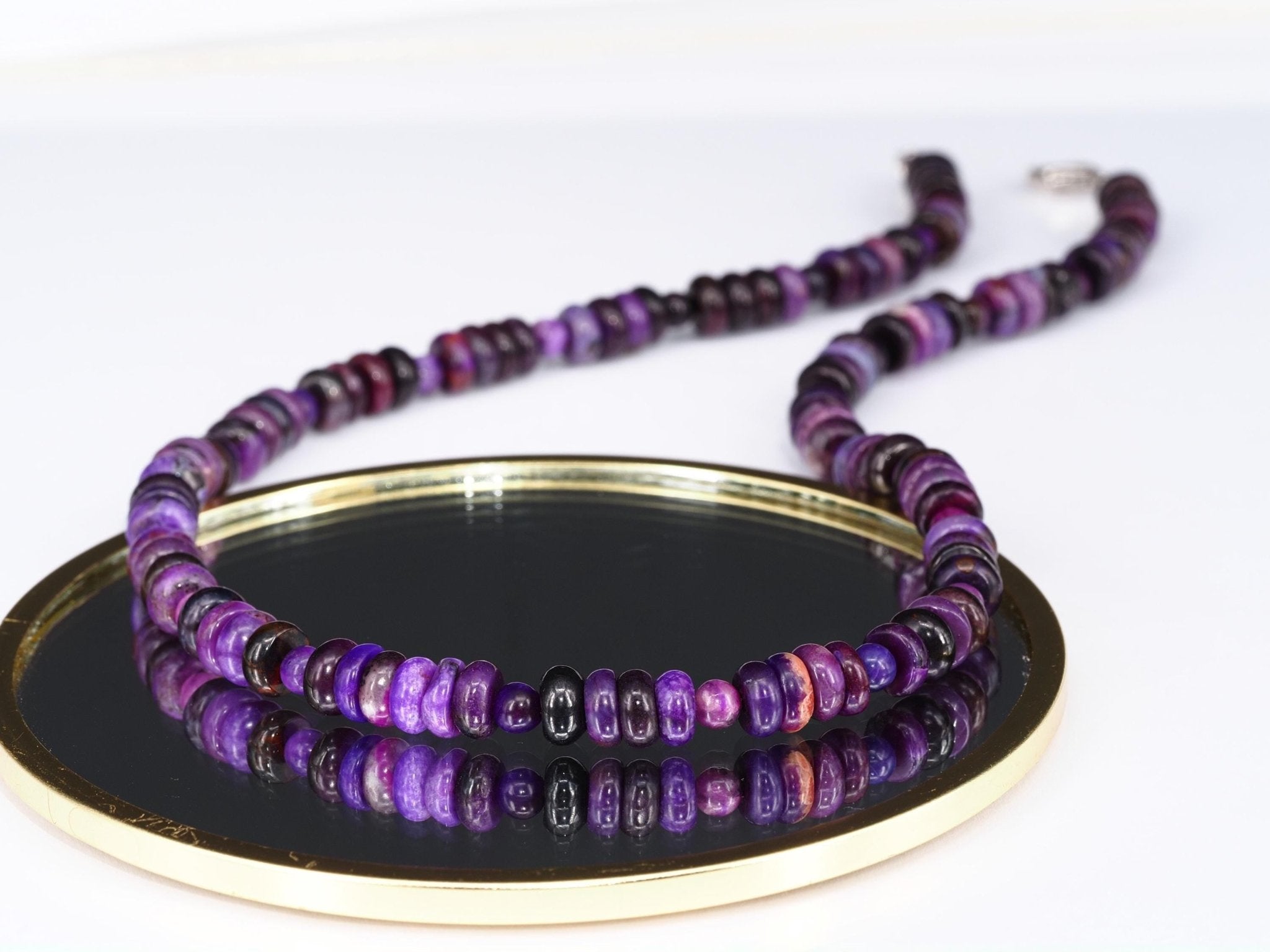 Fantastische echte Sugilith Edelsteinkette – seltene Naturqualität aus Südafrika