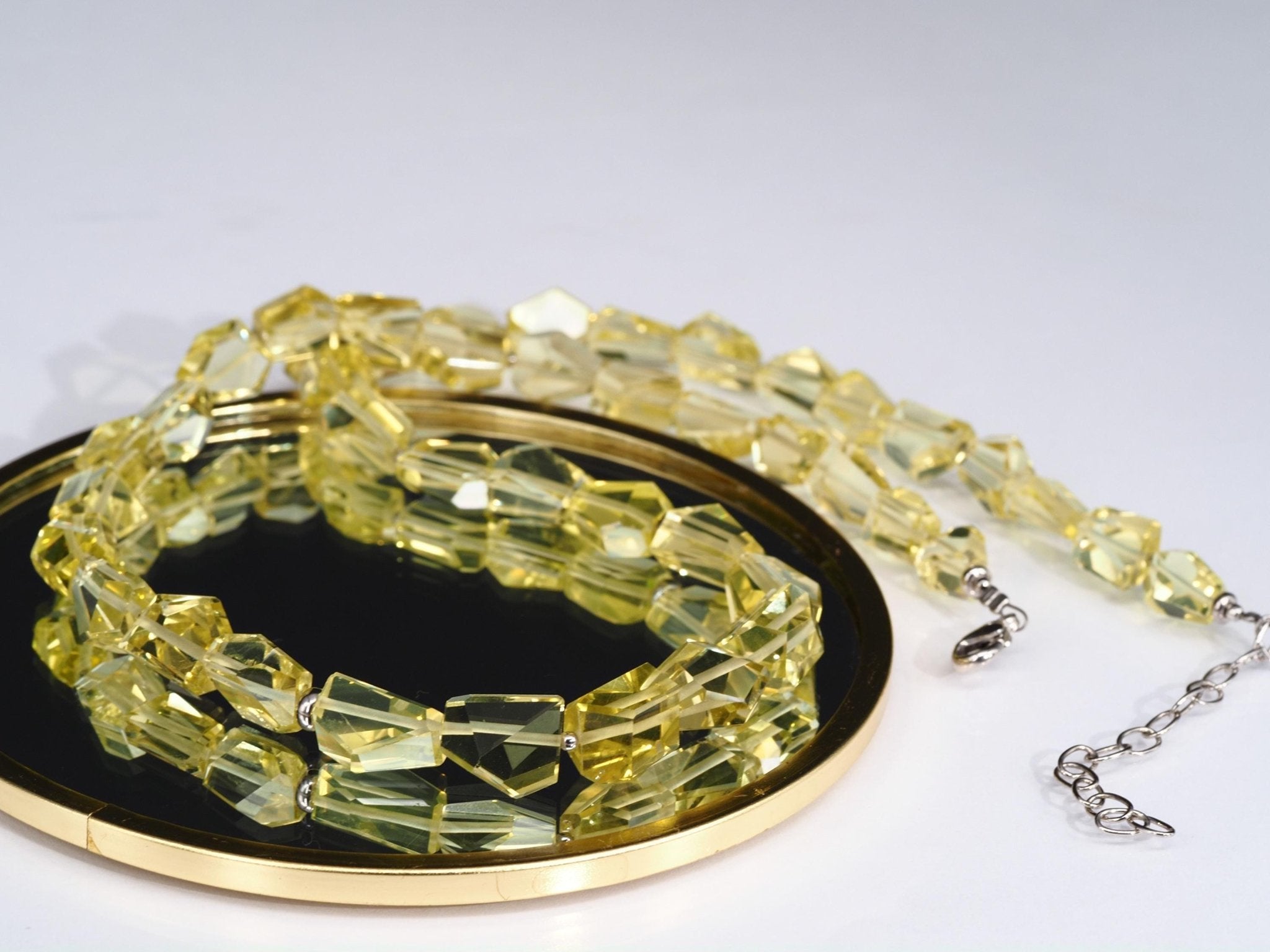 Fantastische Lemon Quarz Kette – facettierte Edelsteinperlen mit intensivem Funkeln