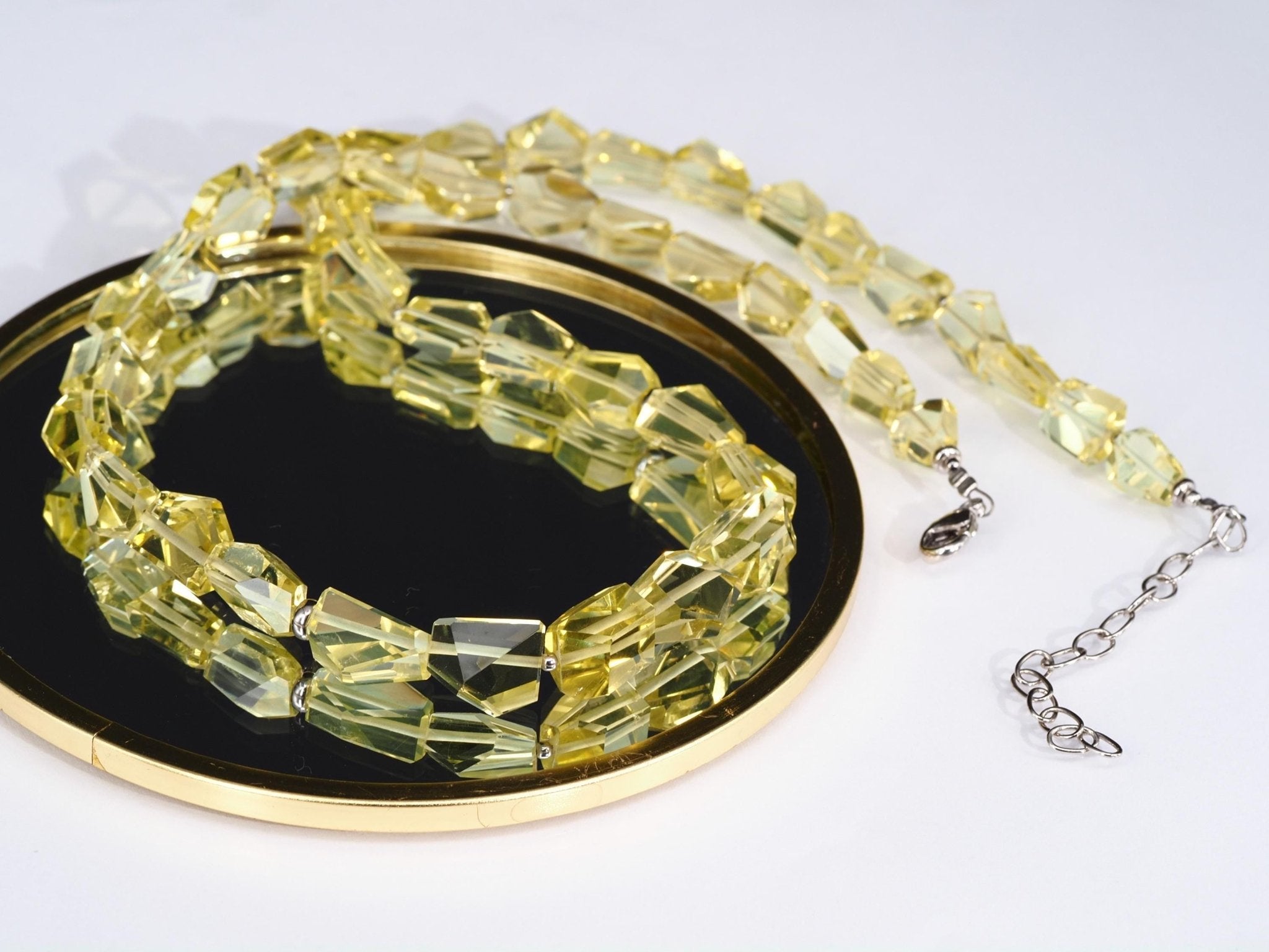 Fantastische Lemon Quarz Kette – facettierte Edelsteinperlen mit intensivem Funkeln