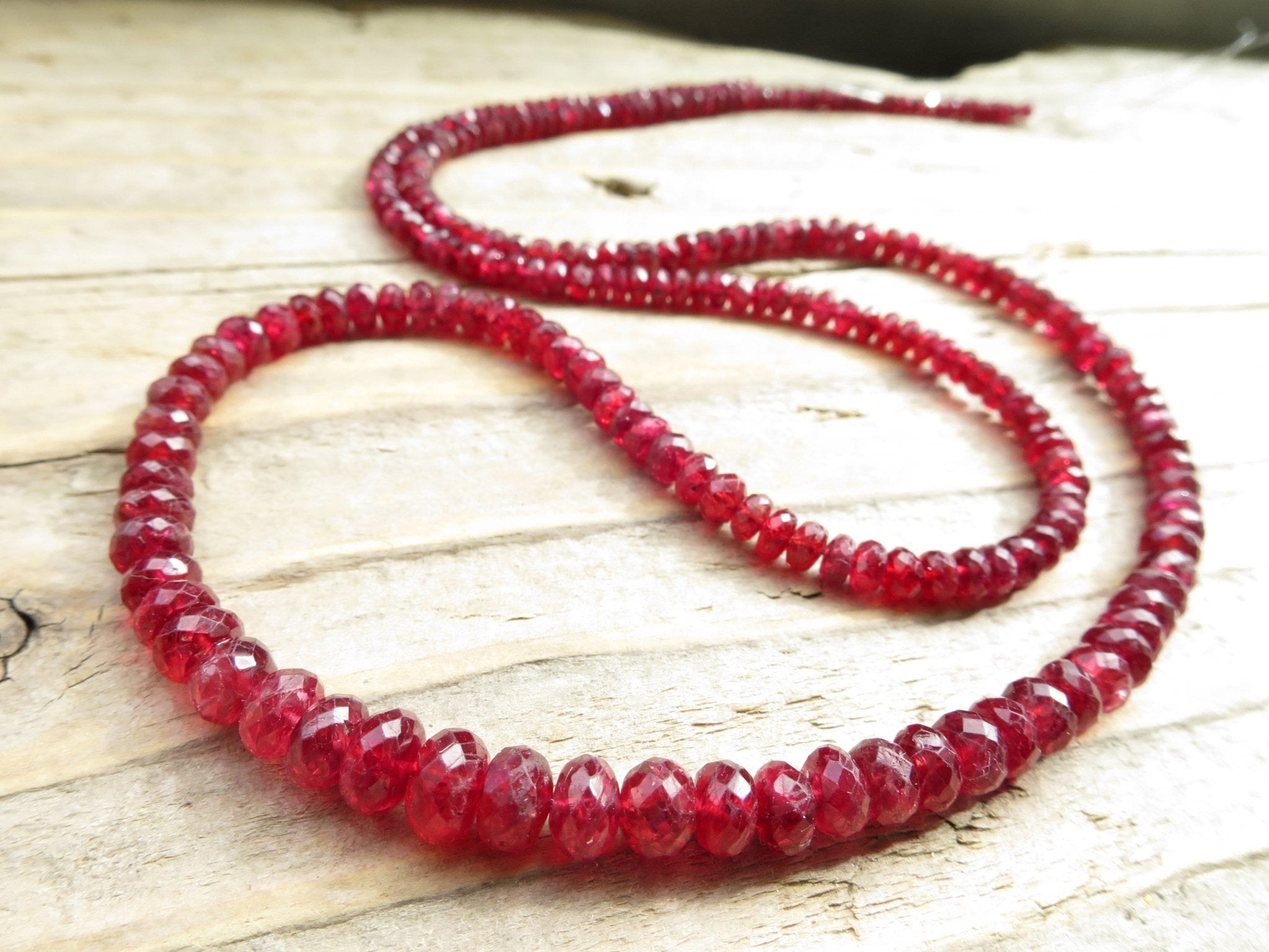 Fantastische Spinell Edelstein Kette Silber rot Natur