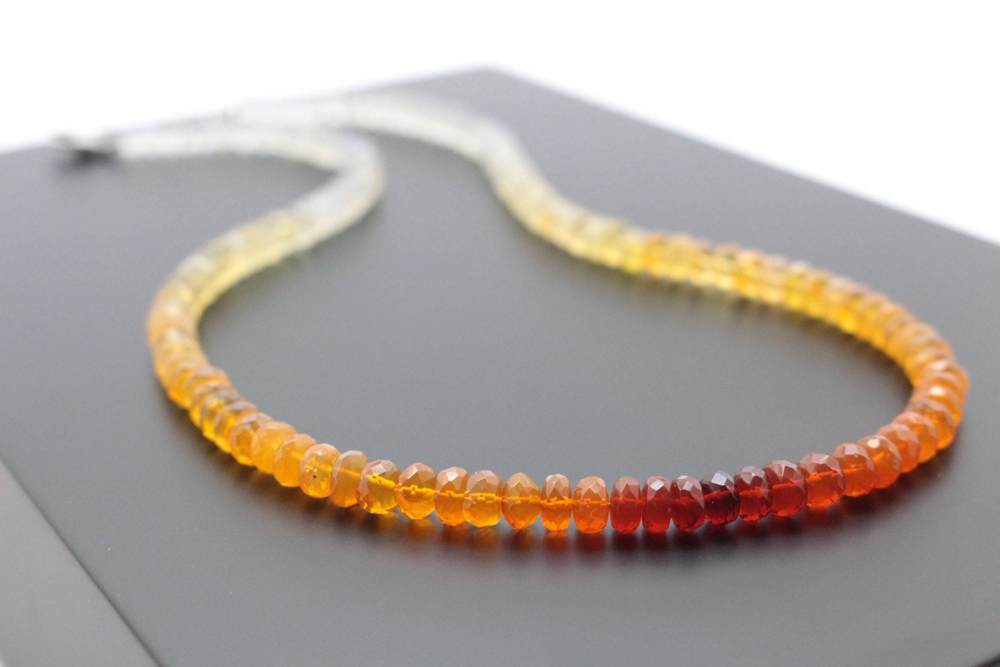 Feueropal Kette facettiert Silber Edelsteinkette Orange