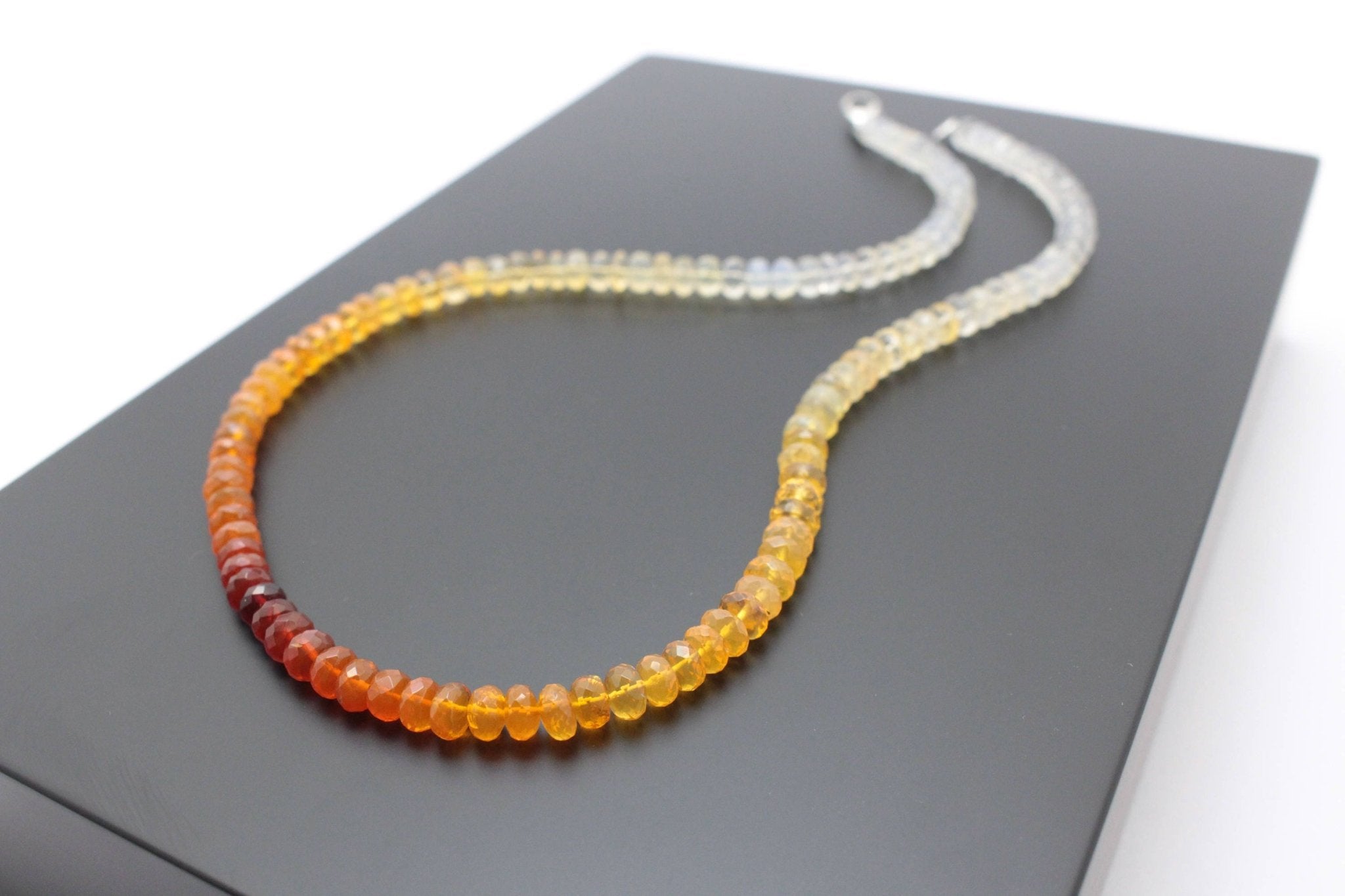 Feueropal Kette facettiert Silber Edelsteinkette Orange