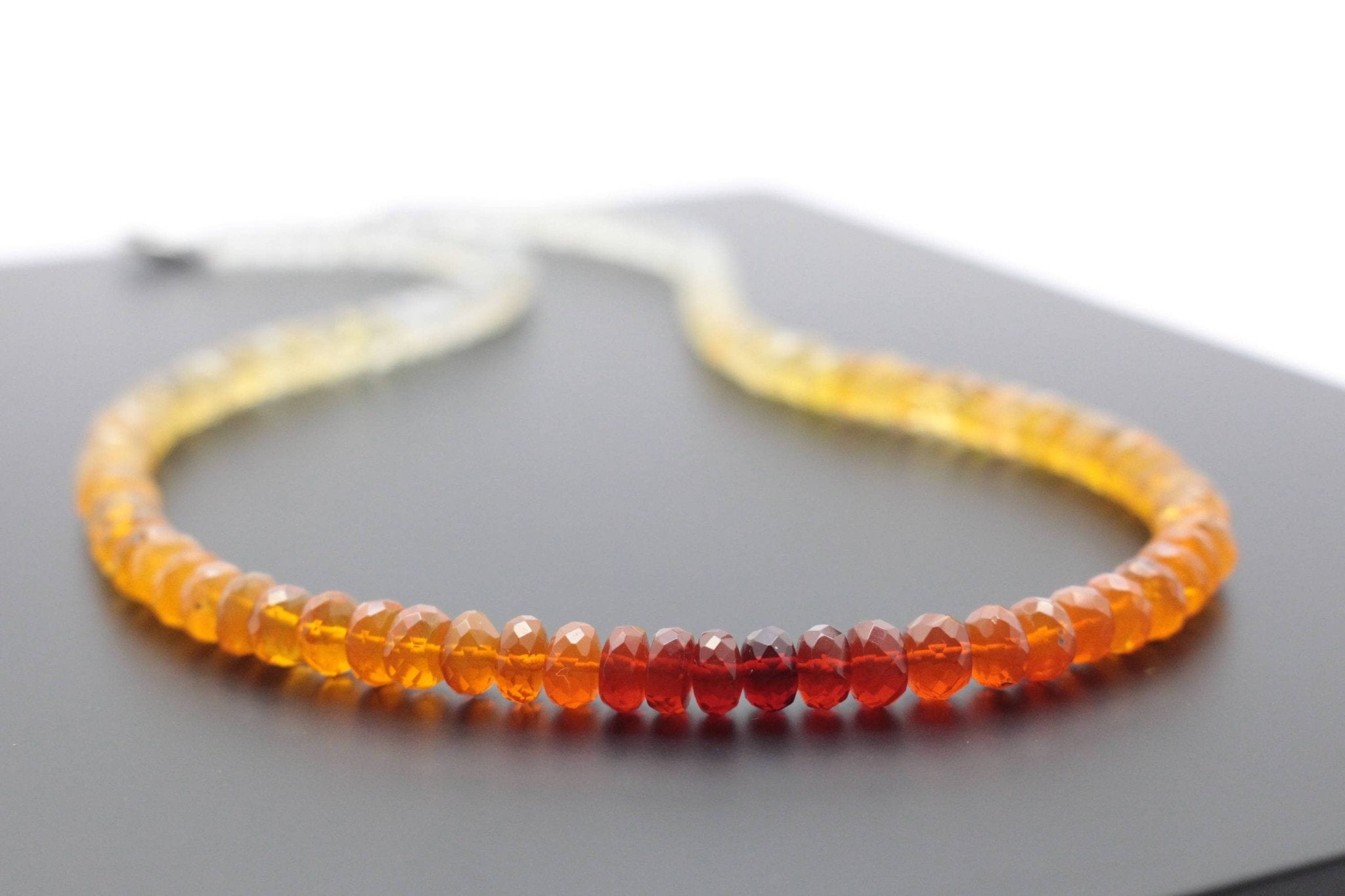 Feueropal Kette facettiert Silber Edelsteinkette Orange