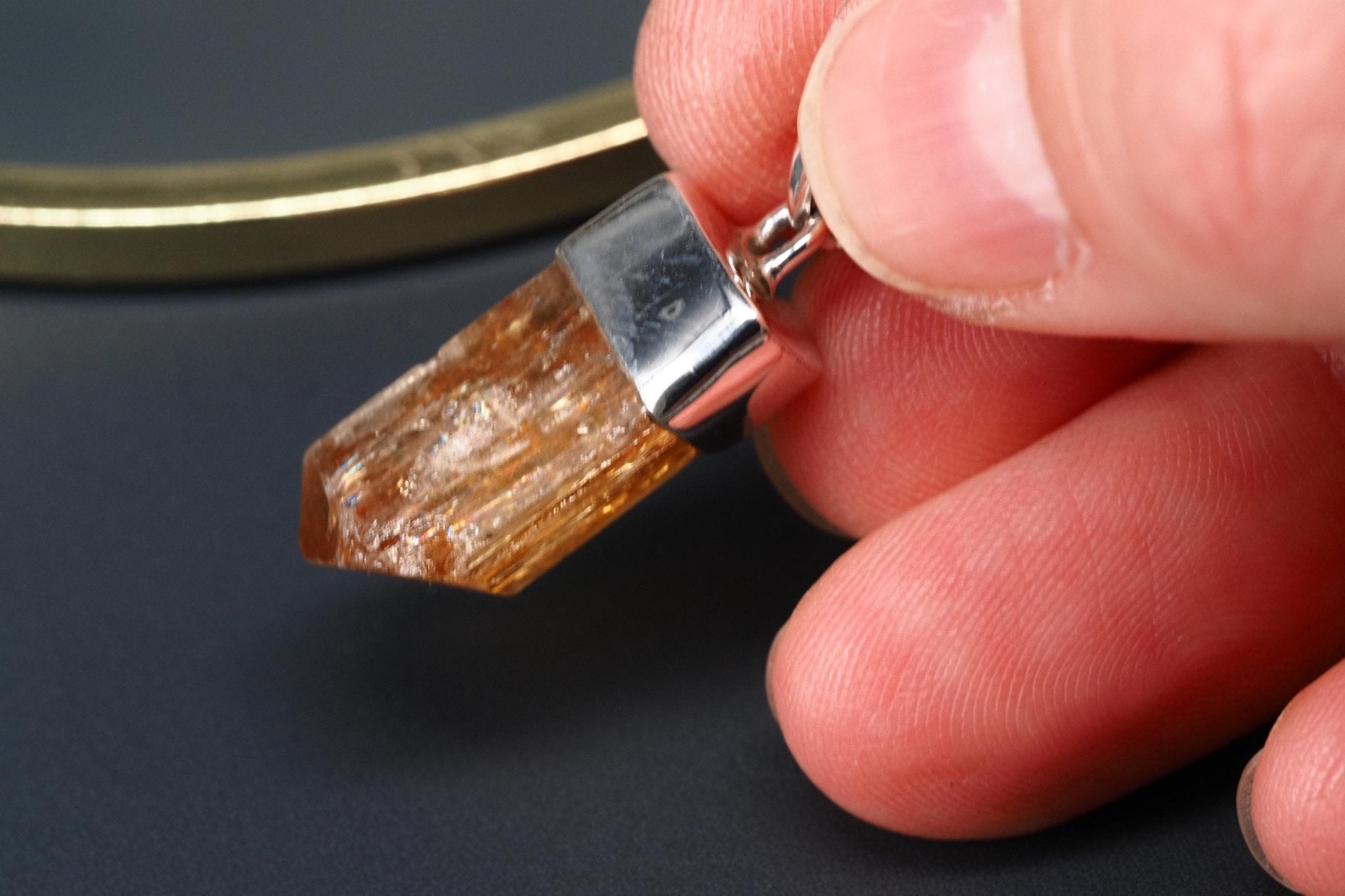 Gold Topas Anhänger Silber Brasilien 29mm Länge