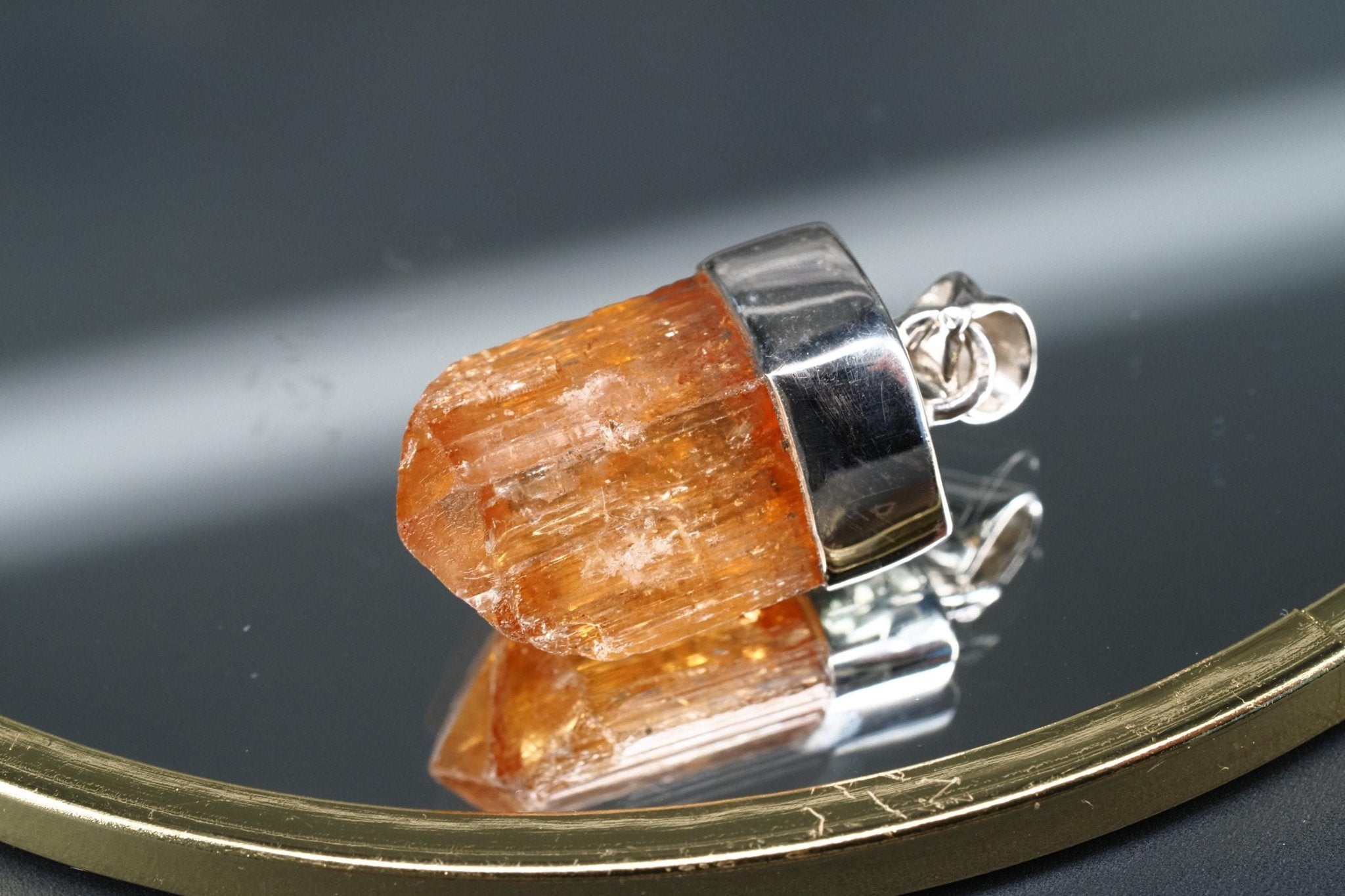 Gold Topas Anhänger Silber Brasilien 29mm Länge