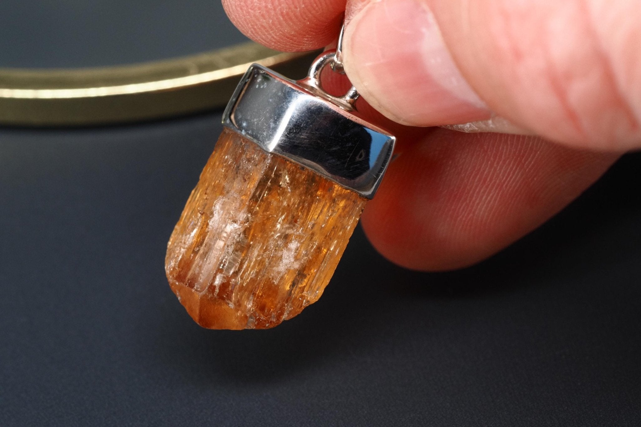 Gold Topas Anhänger Silber Brasilien 29mm Länge