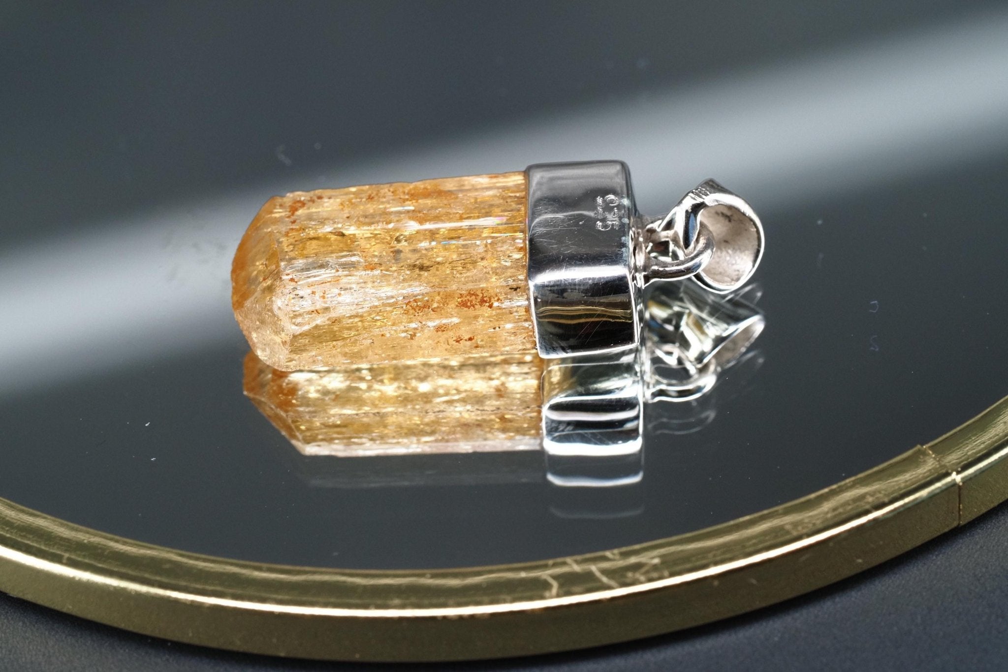 Gold Topas Anhänger Silber Brasilien 30,6mm Länge