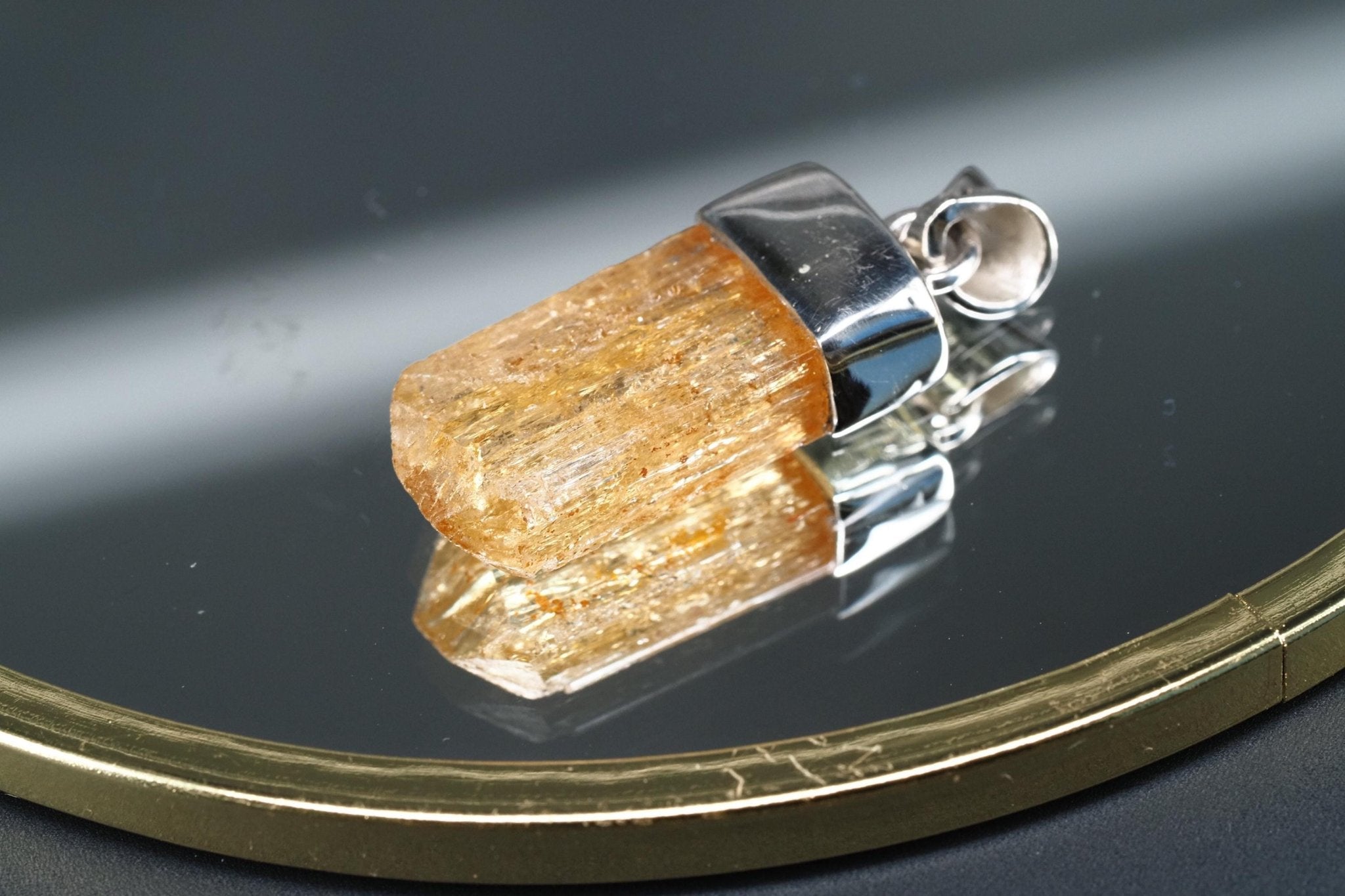 Gold Topas Anhänger Silber Brasilien 30,6mm Länge