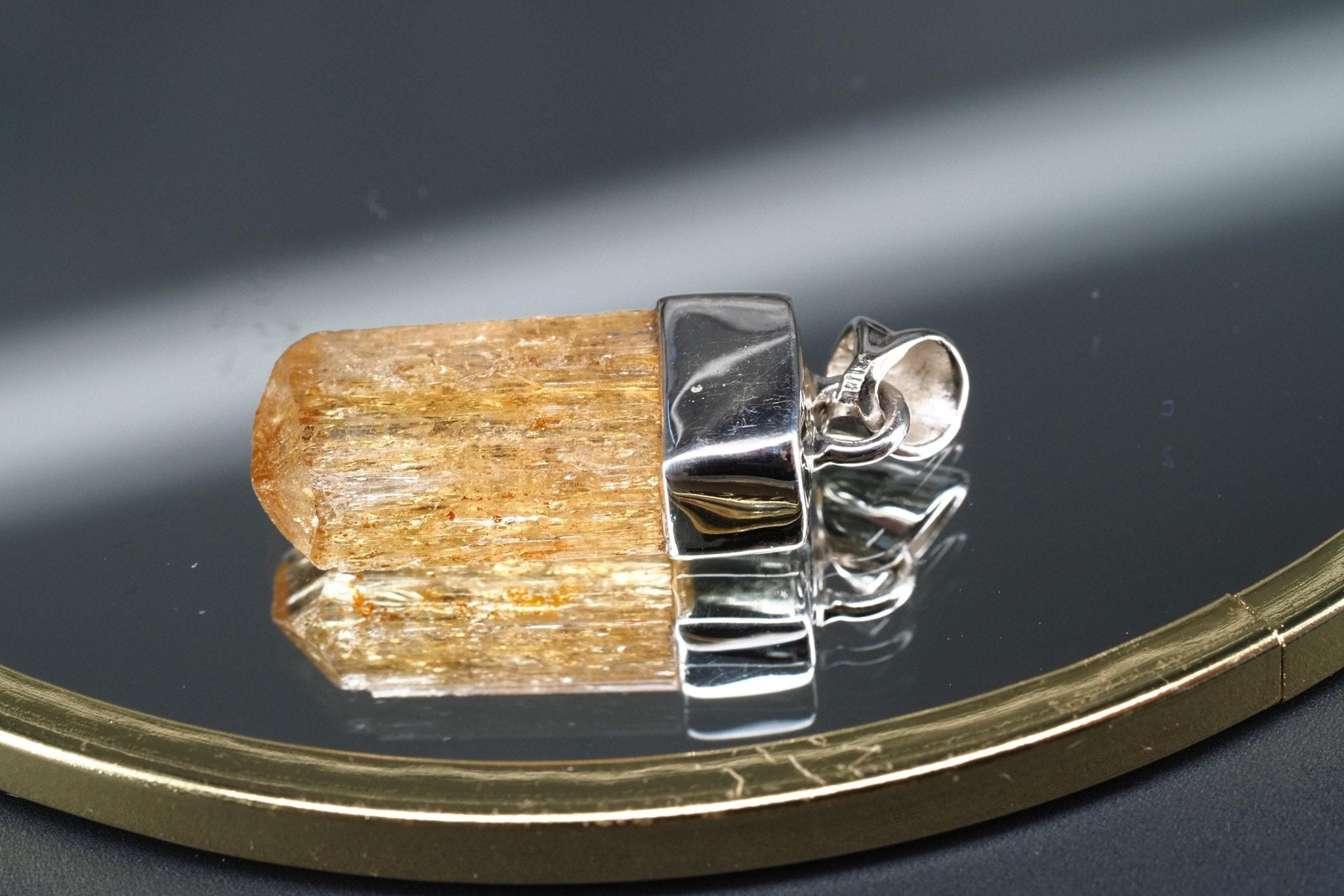 Gold Topas Anhänger Silber Brasilien 30,6mm Länge