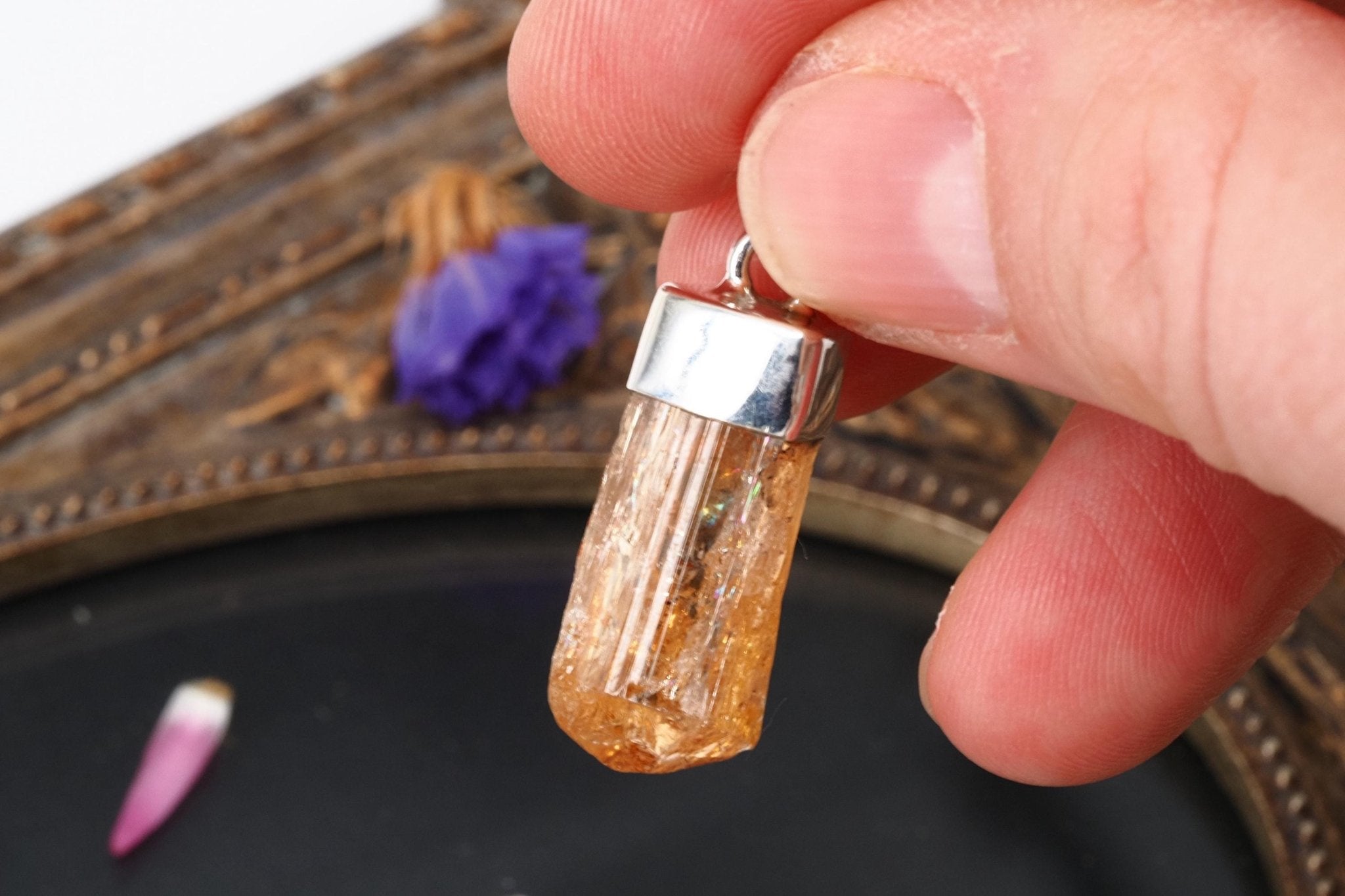 Gold Topas Anhänger Silber Brasilien 30,9mm Länge