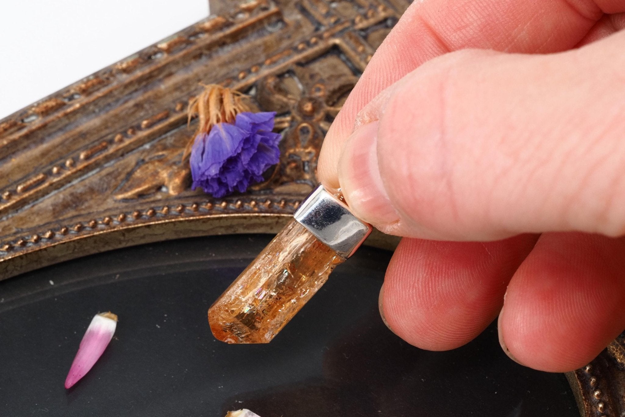 Gold Topas Anhänger Silber Brasilien 30,9mm Länge