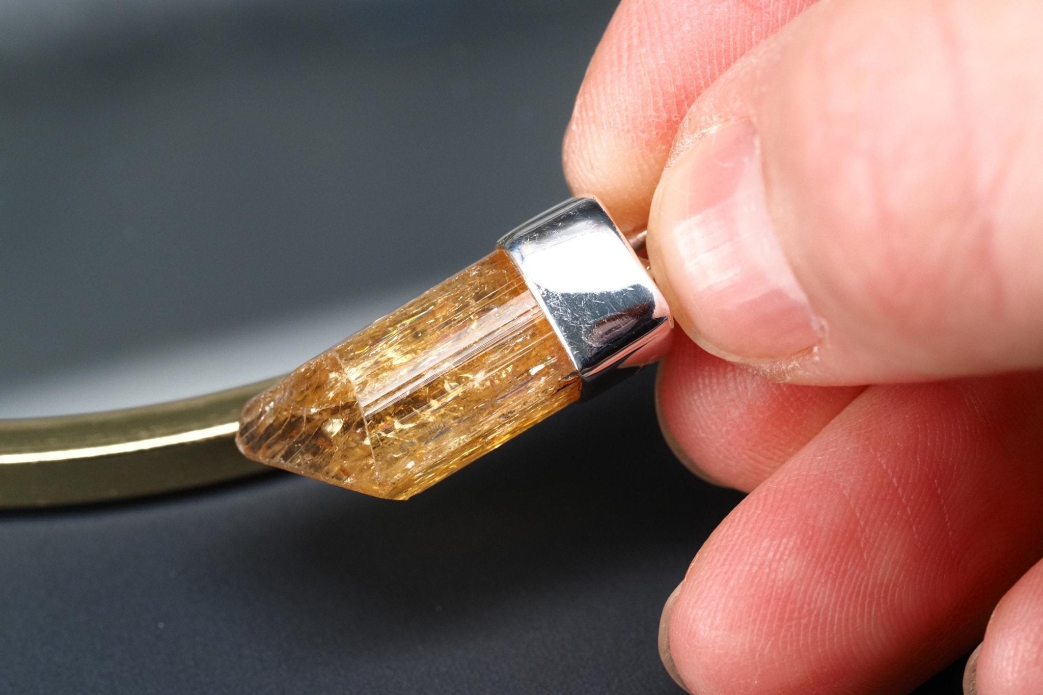 Gold Topas Anhänger Silber Brasilien 31,2mm Länge