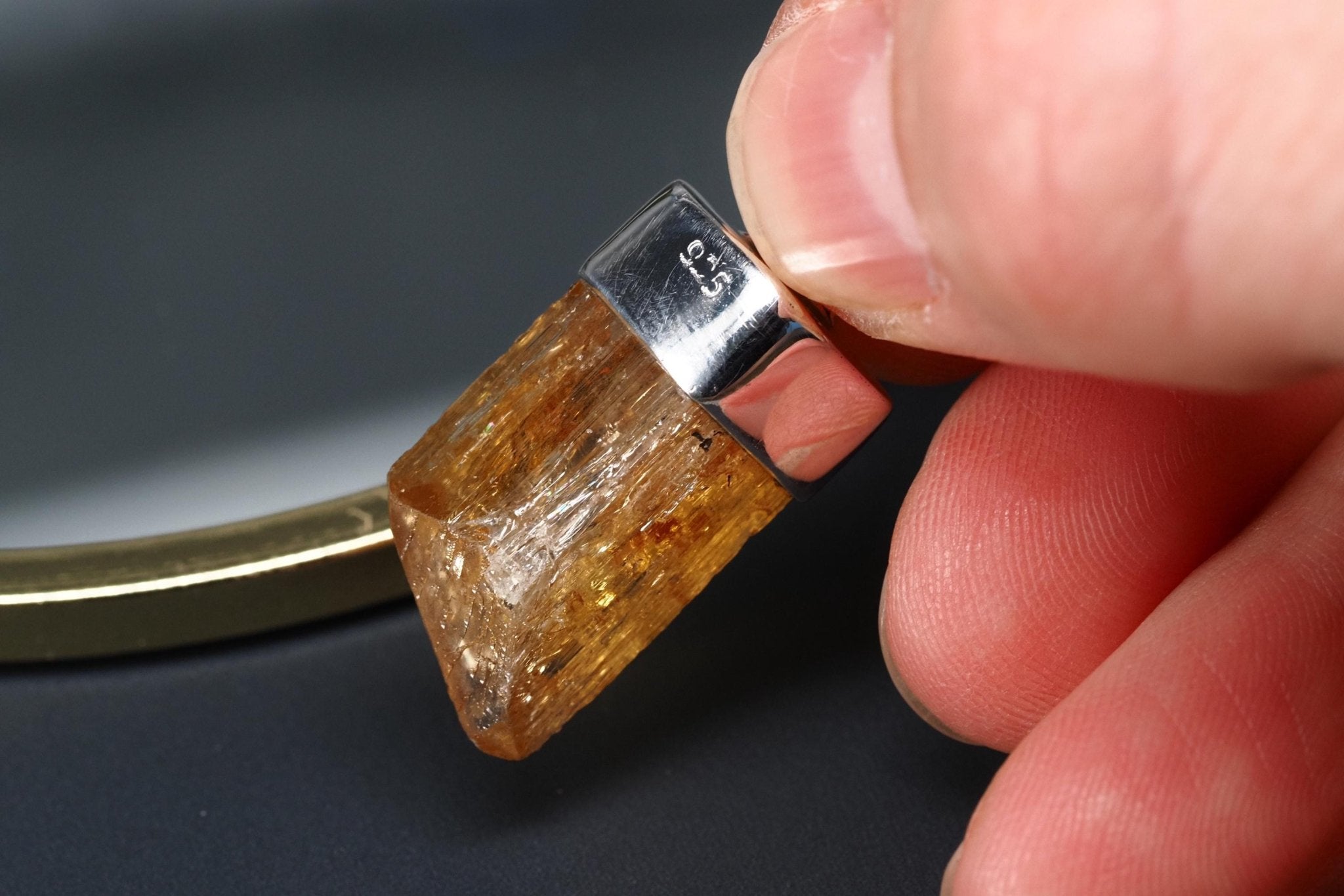 Gold Topas Anhänger Silber Brasilien 31,2mm Länge