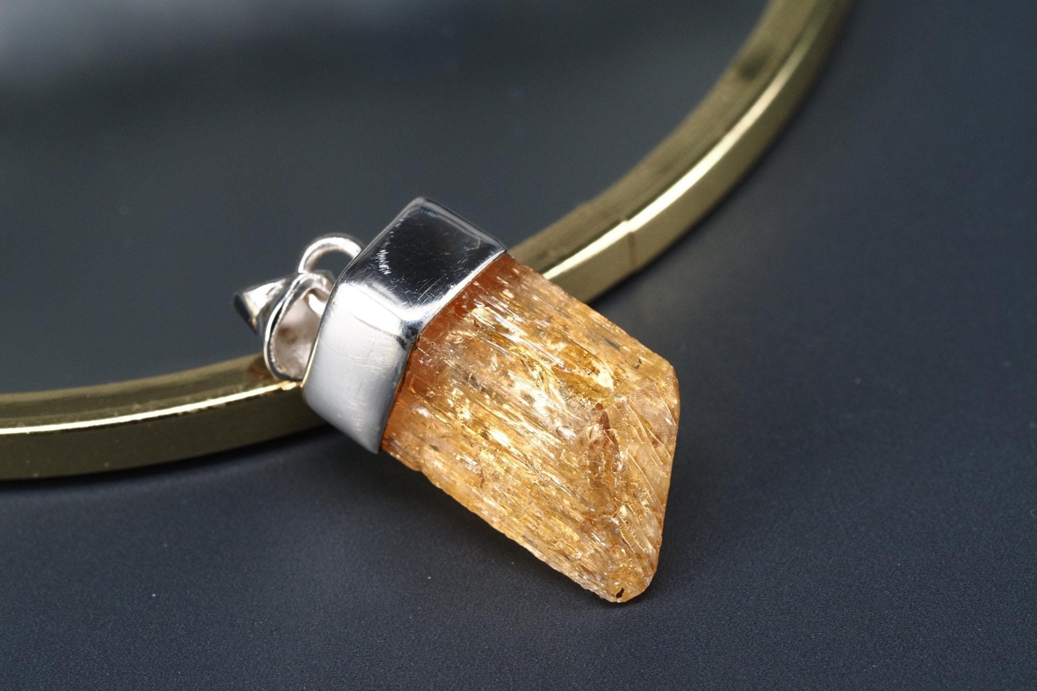 Gold Topas Anhänger Silber Brasilien 31,2mm Länge