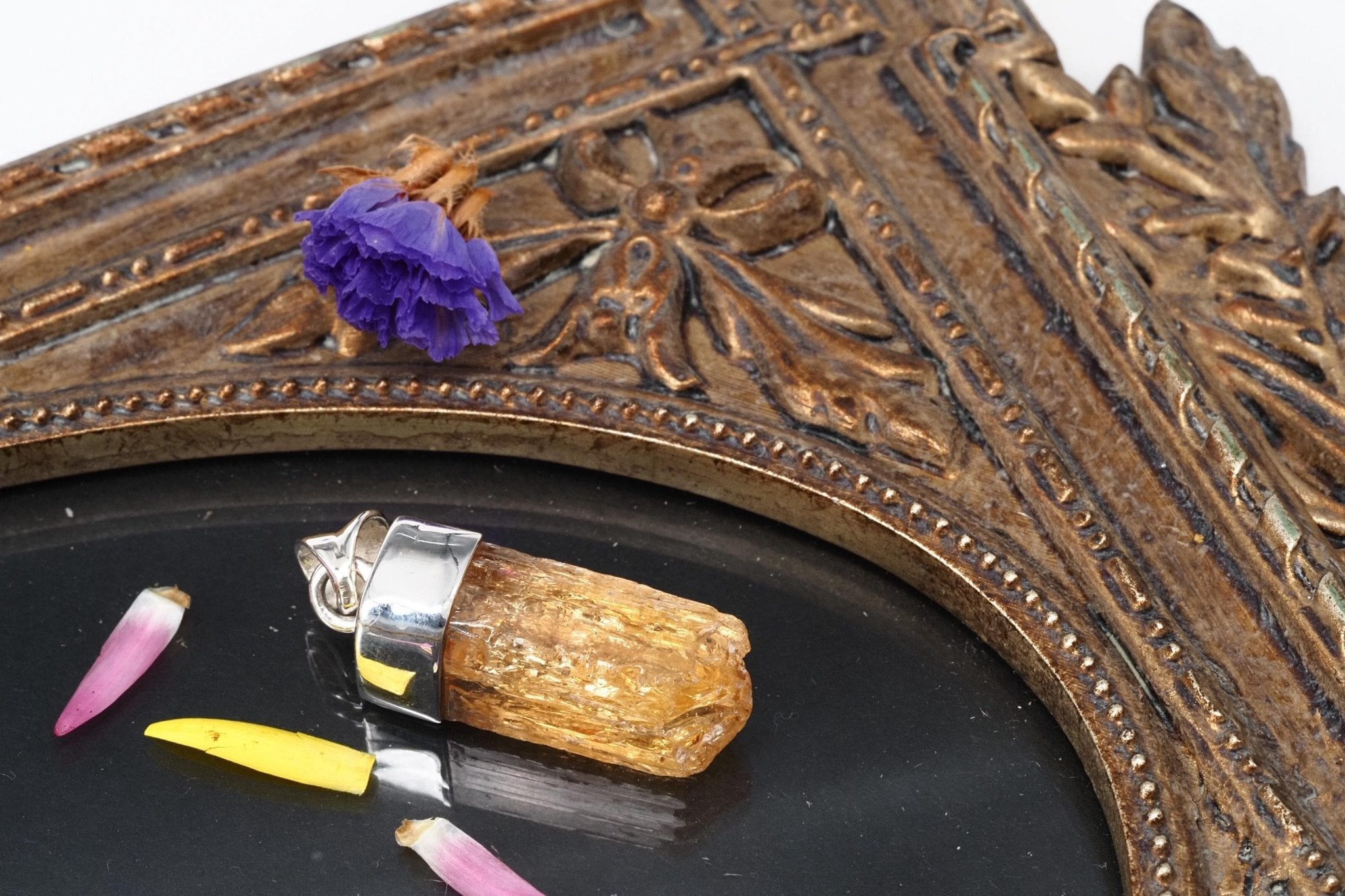 Gold Topas Anhänger Silber Brasilien 31mm Länge