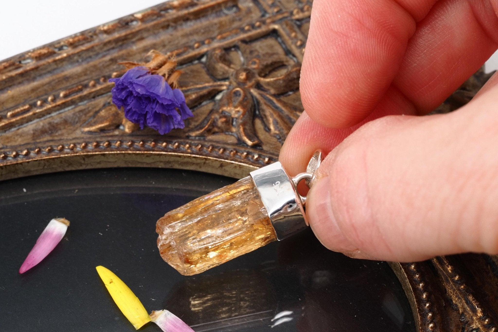 Gold Topas Anhänger Silber Brasilien 31mm Länge