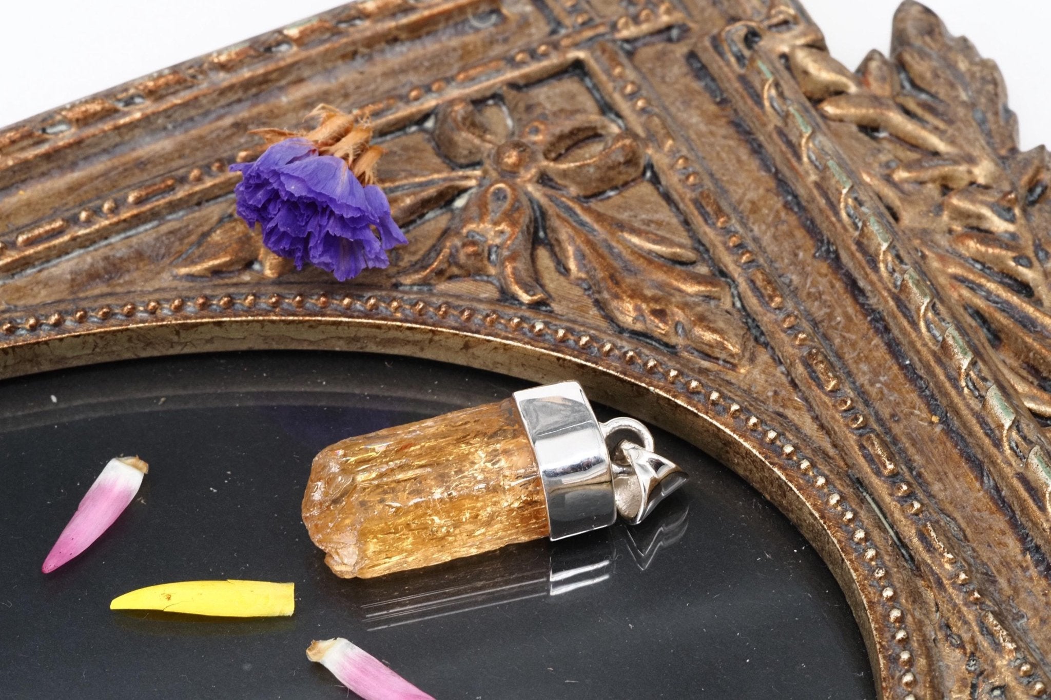 Gold Topas Anhänger Silber Brasilien 31mm Länge