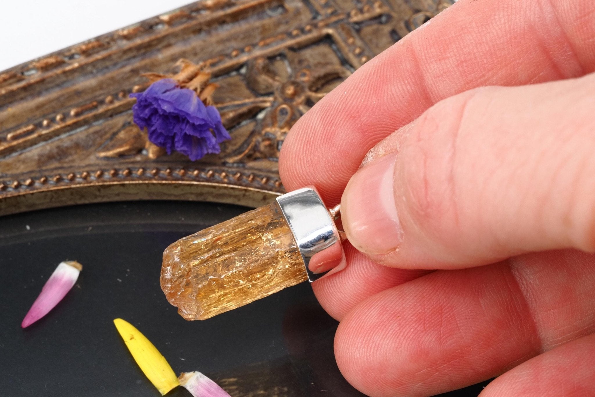 Gold Topas Anhänger Silber Brasilien 31mm Länge