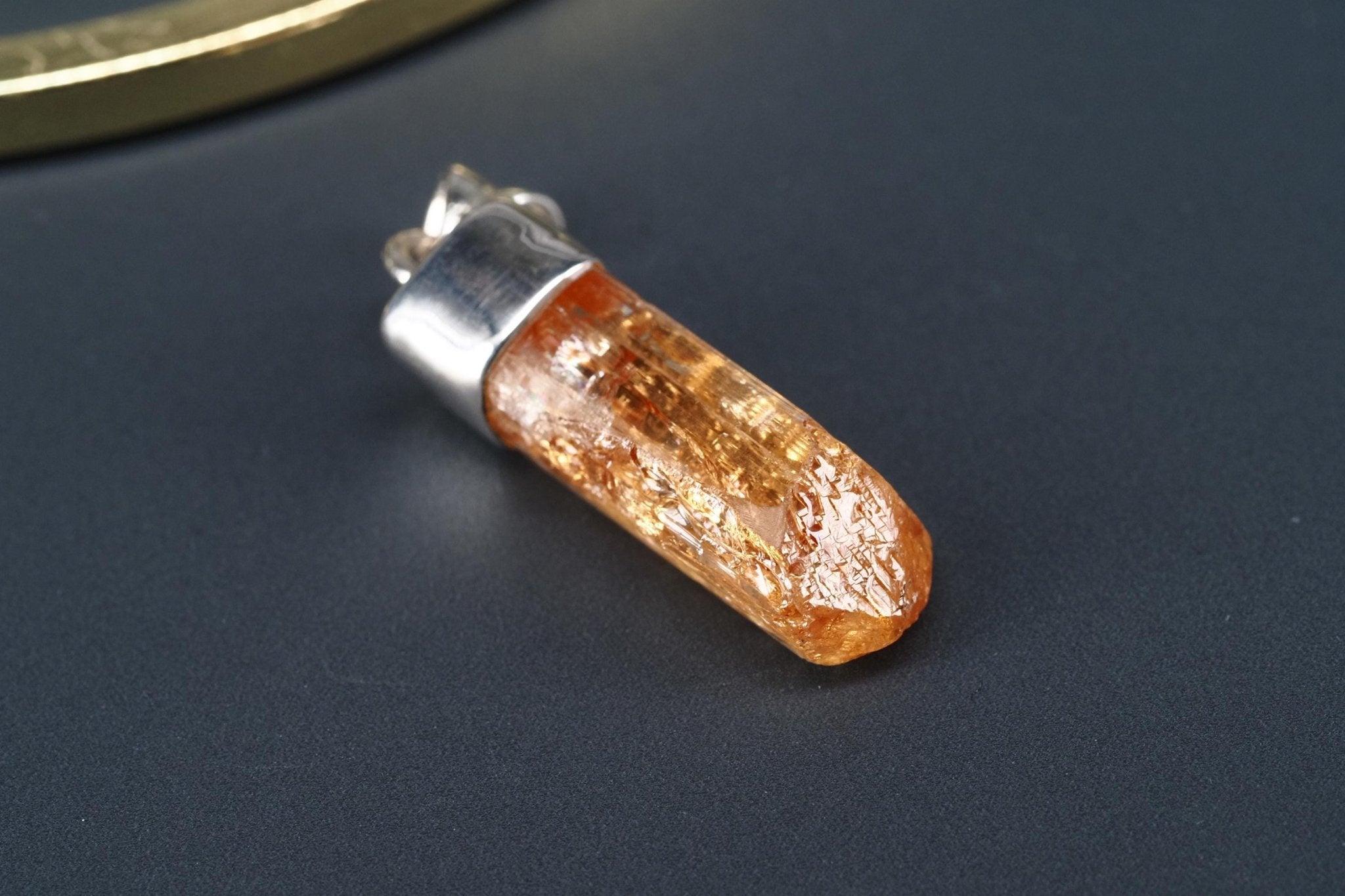 Gold Topas Anhänger Silber Brasilien 32,8mm Länge