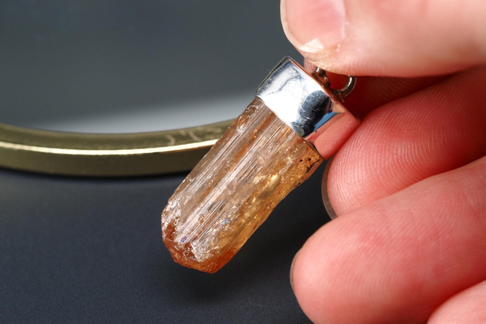 Gold Topas Anhänger Silber Brasilien 32,8mm Länge