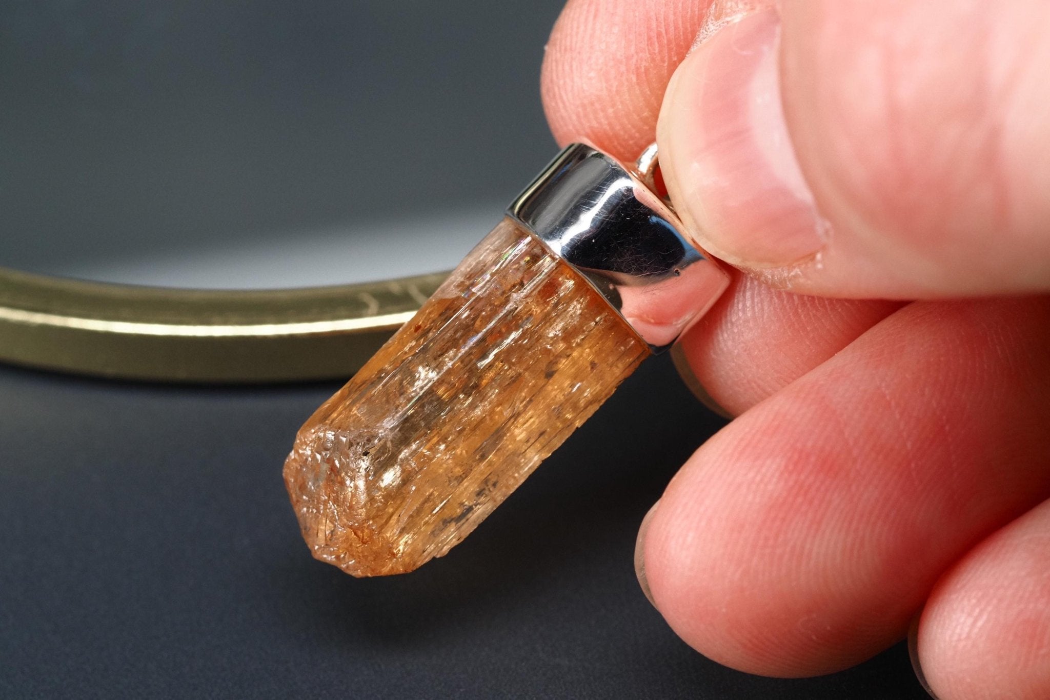 Gold Topas Anhänger Silber Brasilien 32,8mm Länge