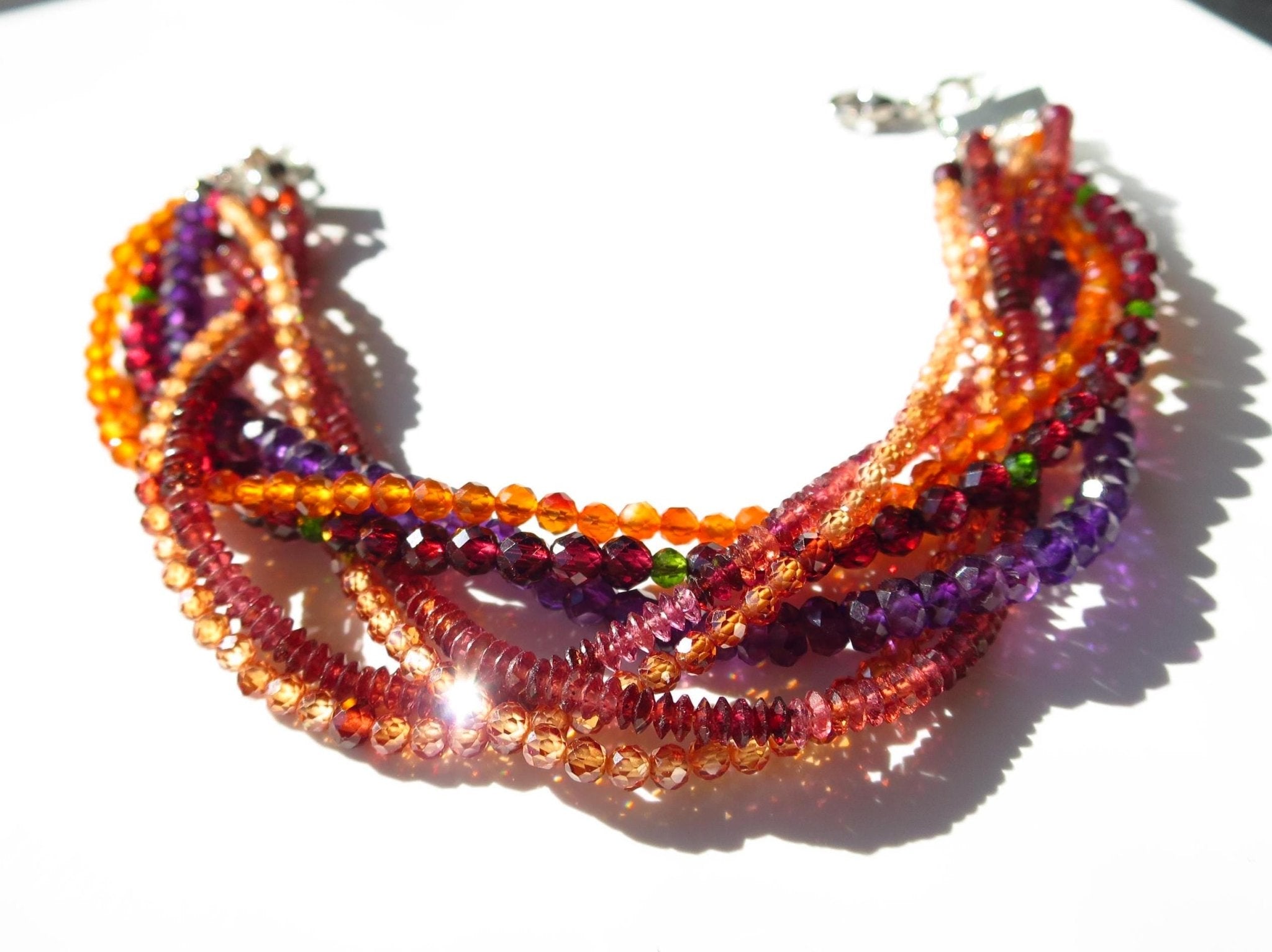 Granat Armband bunt und mehrreihig mit Herbst Farben