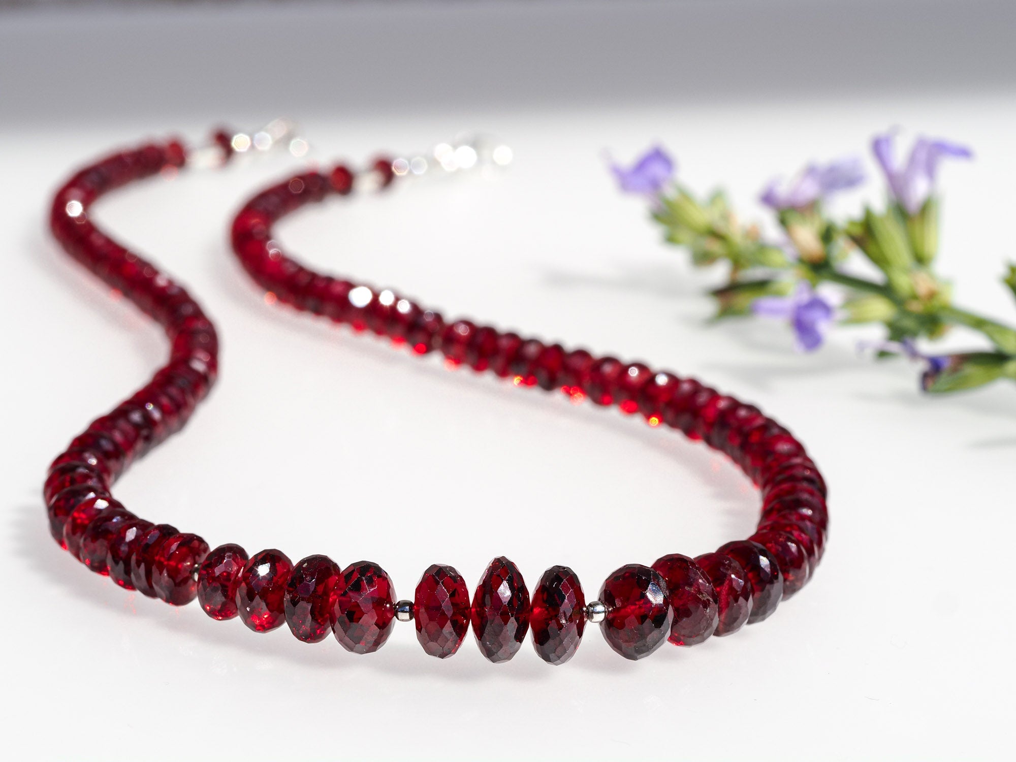 Granat Kette 925er Silber intensiv rot