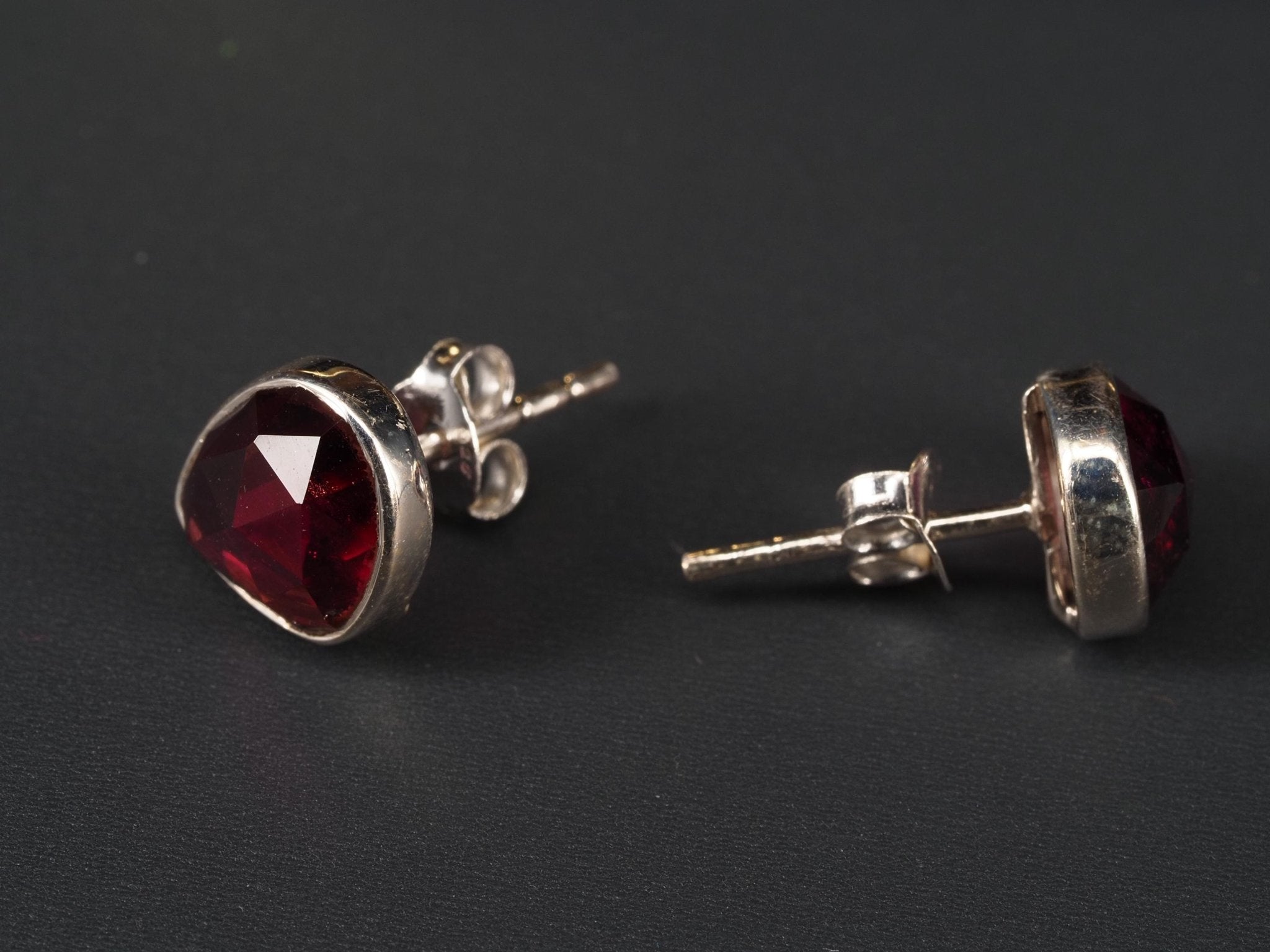 Granat Ohrstecker rose cut 925 Sterling Silber