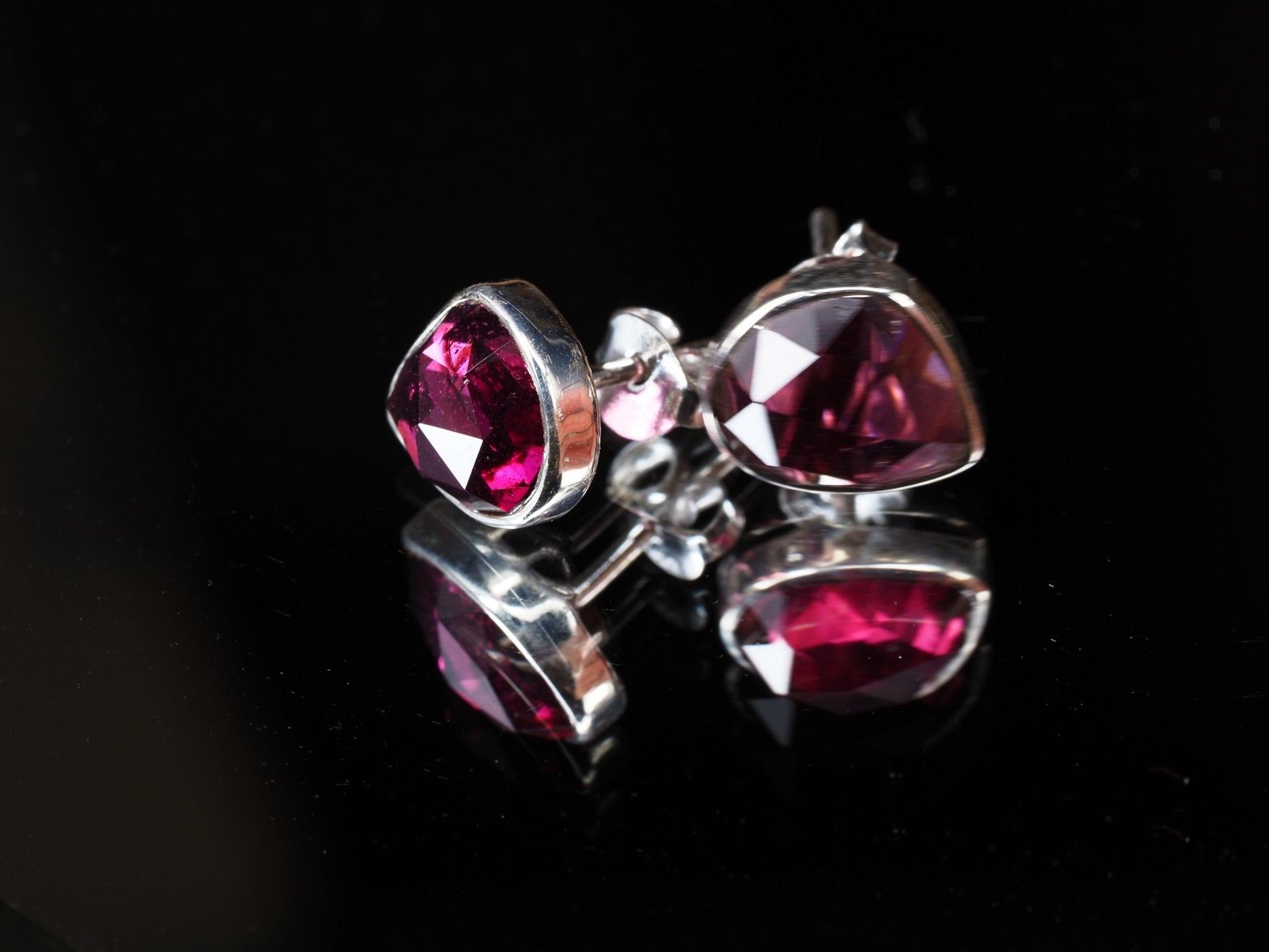 Granat Ohrstecker rose cut 925 Sterling Silber