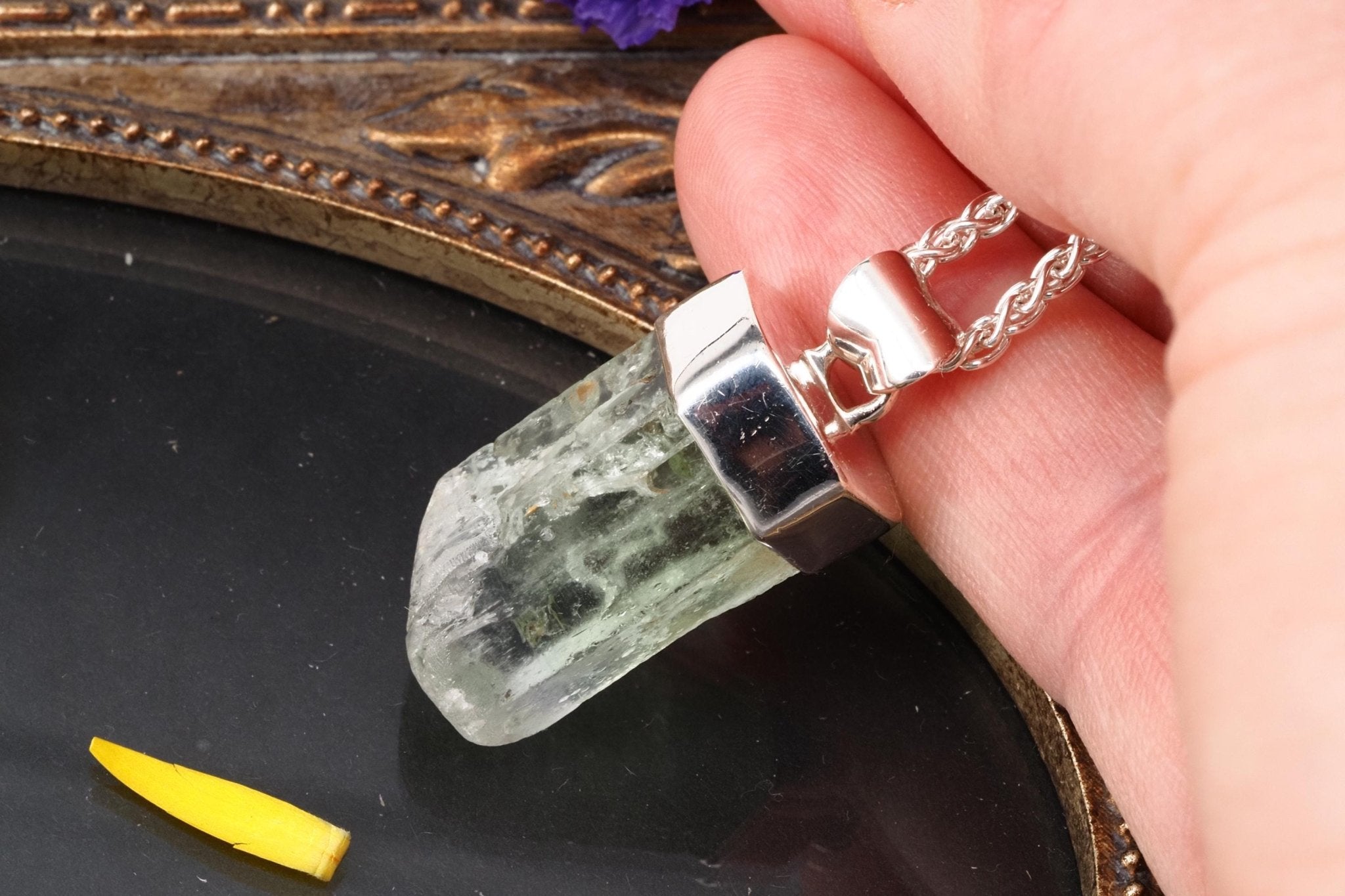 Heliodor Anhänger Silber Brasilien 33mm Länge mit Öse