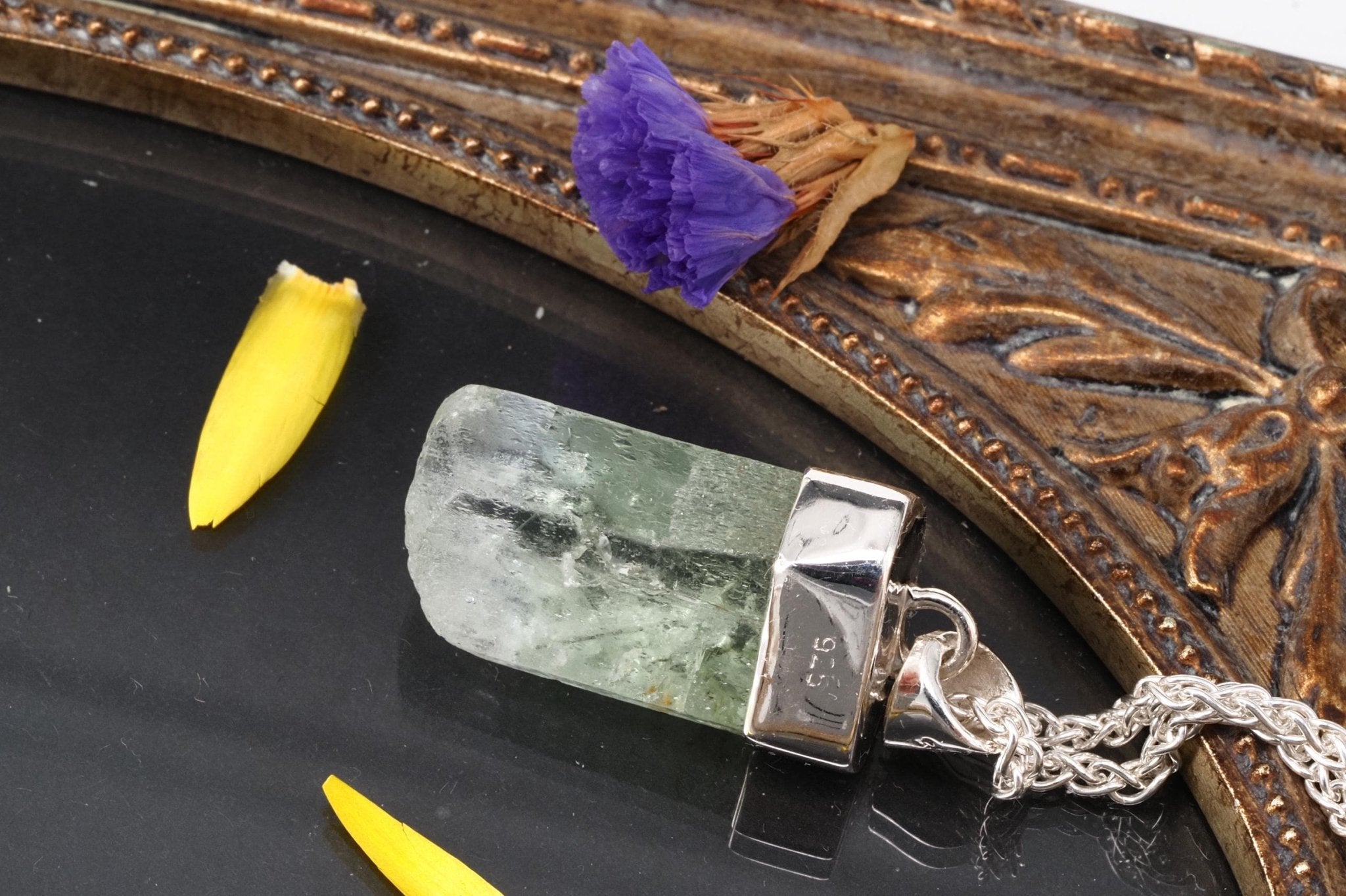 Heliodor Anhänger Silber Brasilien 33mm Länge mit Öse