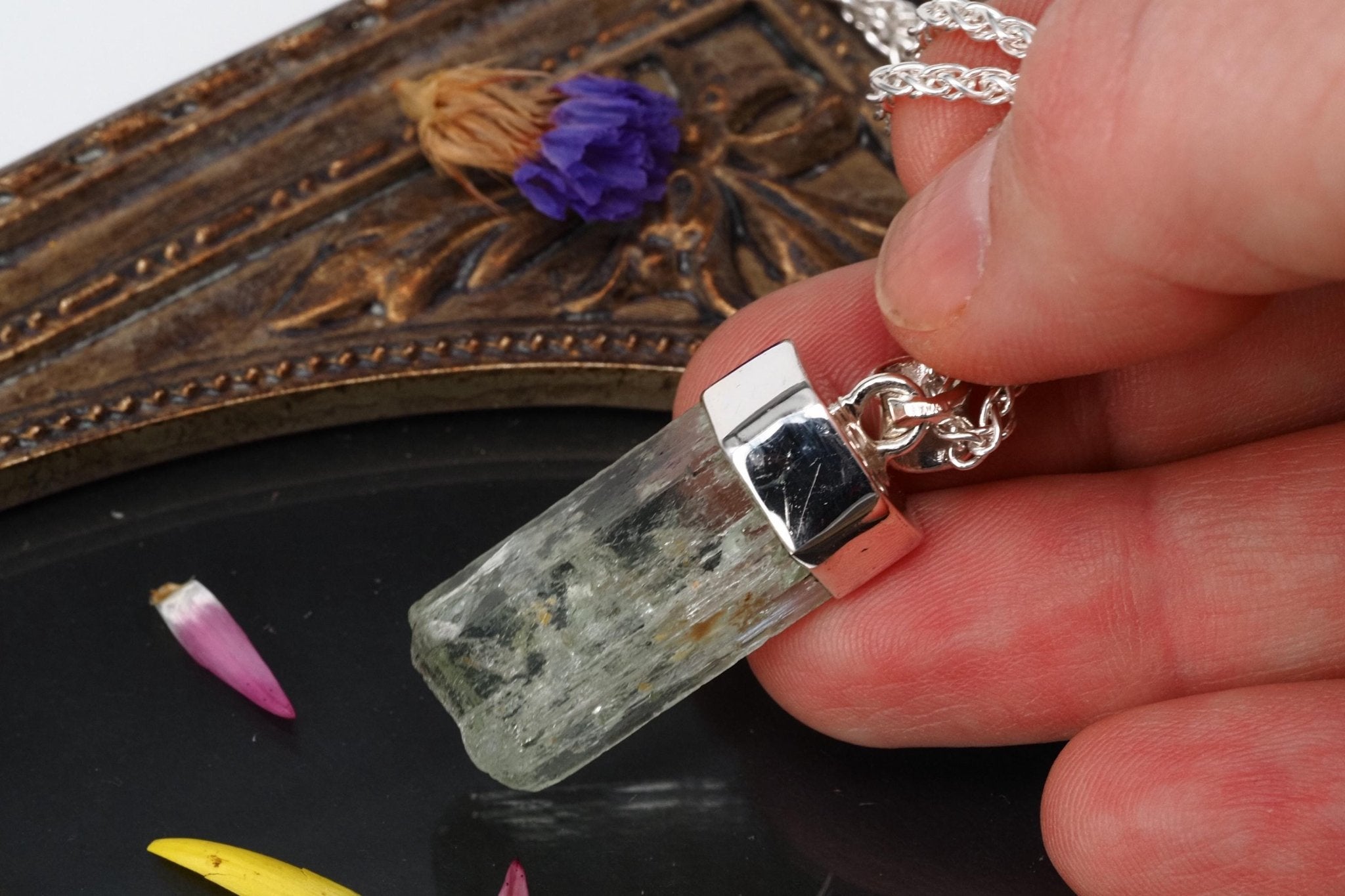 Heliodor Anhänger Silber Brasilien 36mm Länge mit Öse