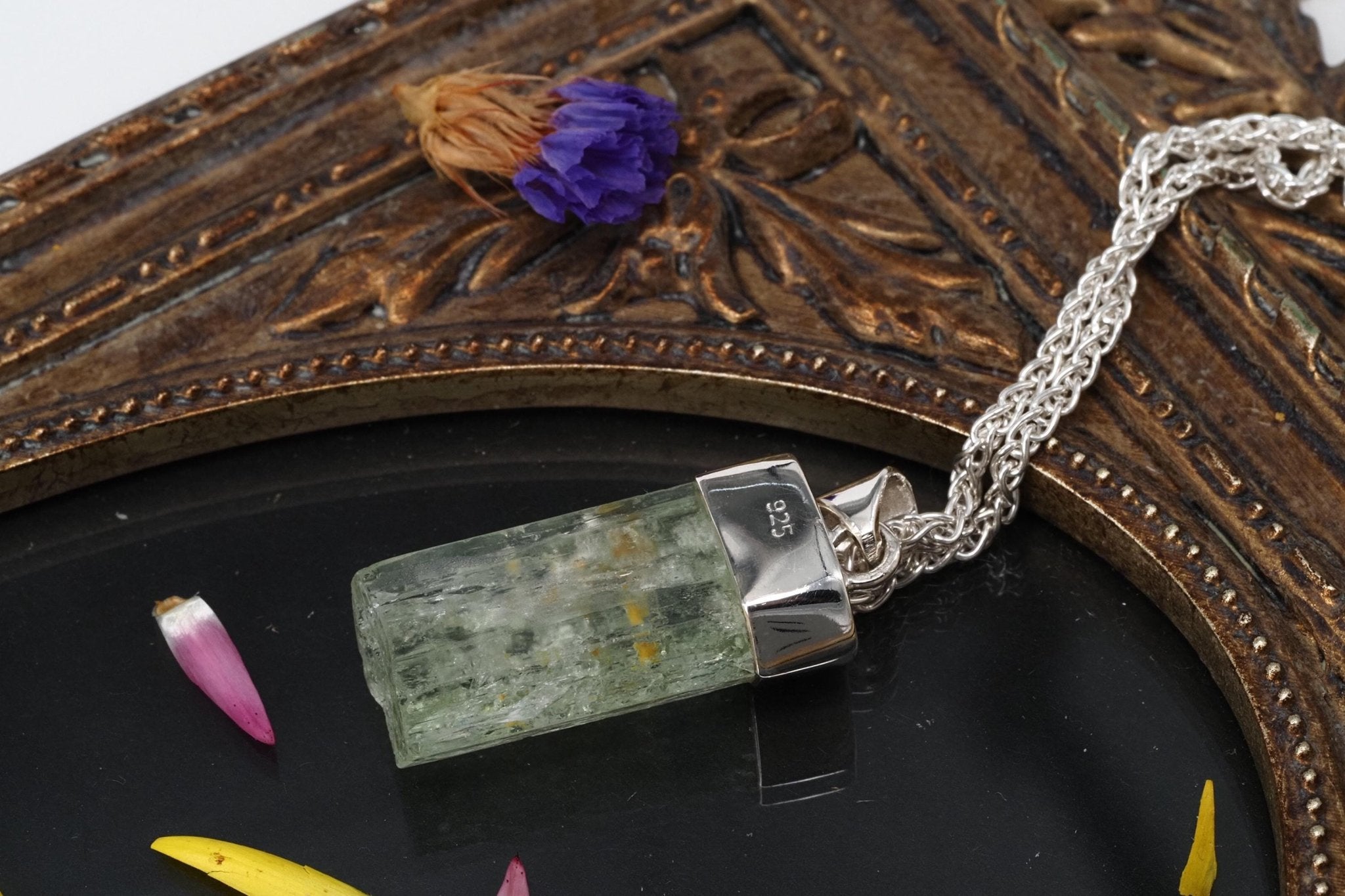 Heliodor Anhänger Silber Brasilien 36mm Länge mit Öse