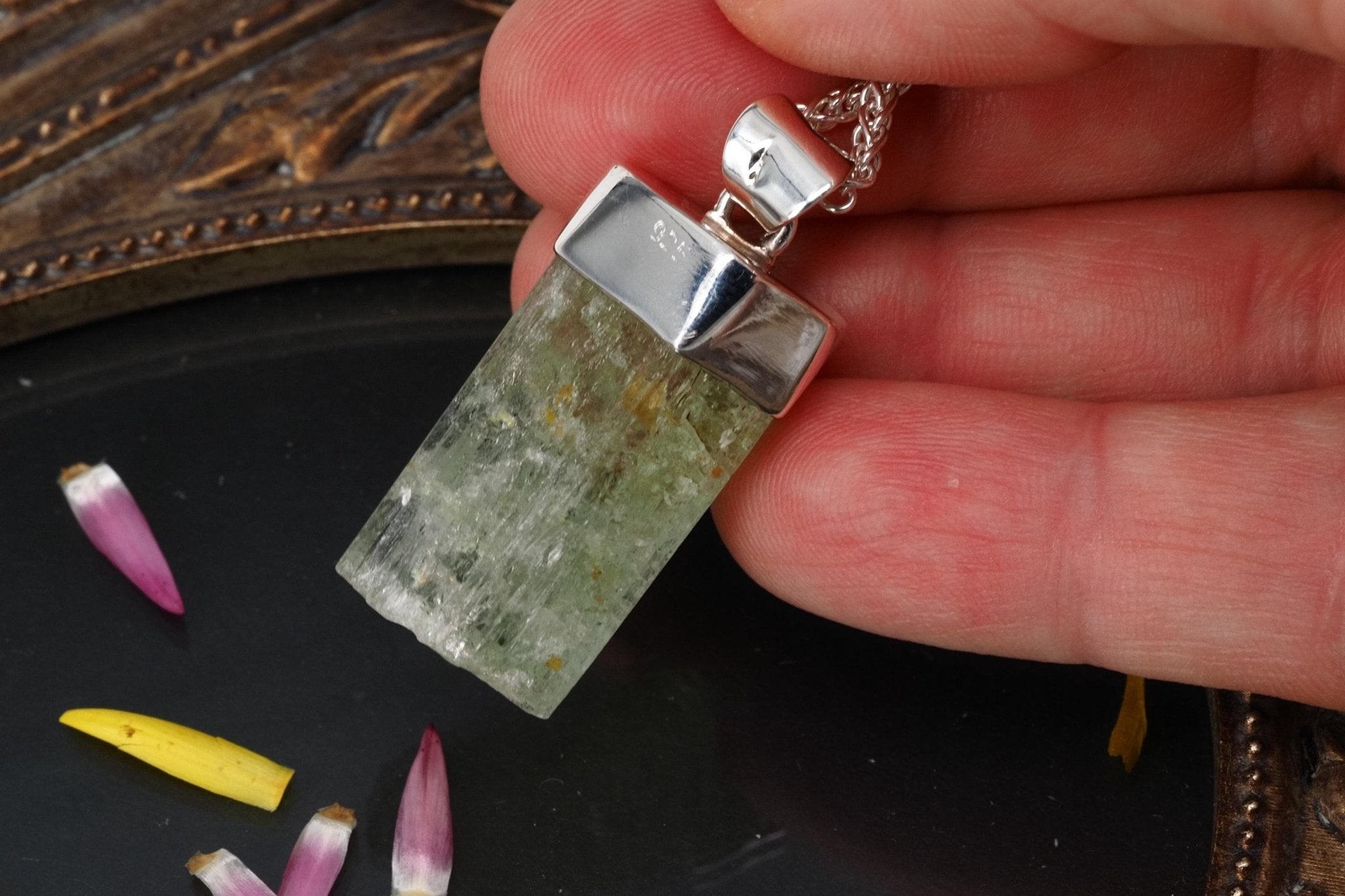 Heliodor Anhänger Silber Brasilien 37mm Länge mit Öse