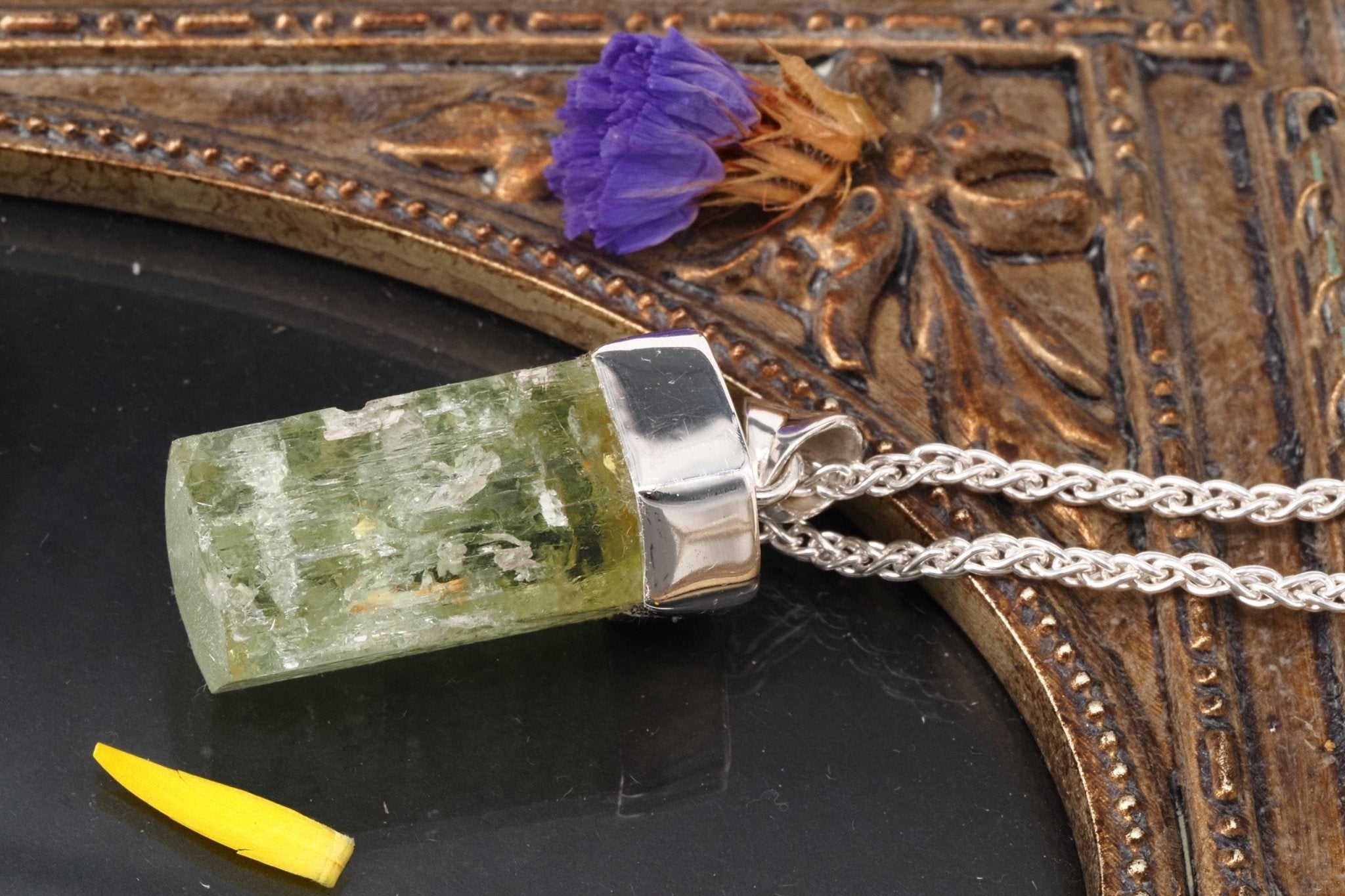 Heliodor Anhänger Silber Brasilien 37mm Länge mit Öse